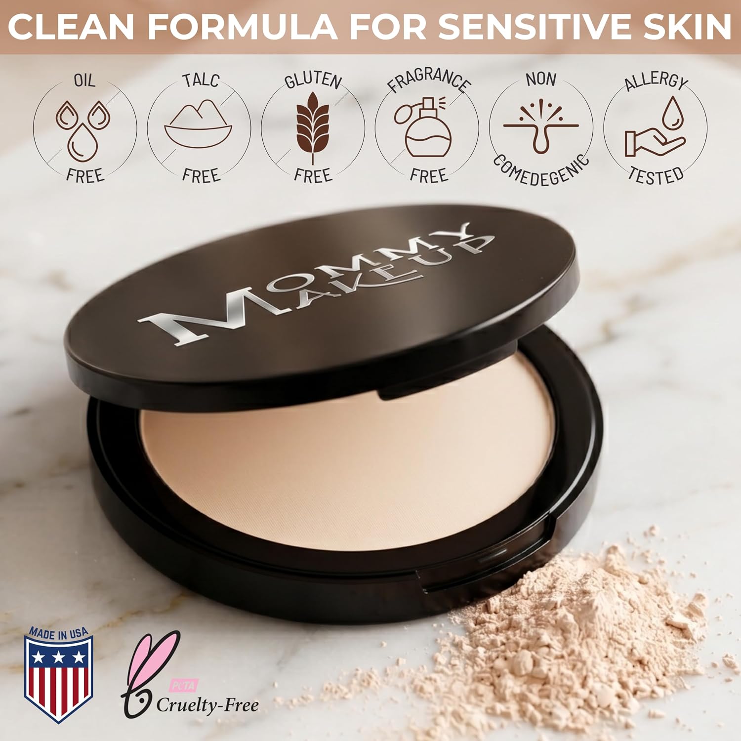 Mineral Dual Powder Foundation with SPF 15, 0.45 oz by Mommy Makeup | Buildable Coverage for Mature & Sensitive Skin - Talc-Free, Oil-Free, Gluten-Free, Cruelty Free (Craving - Medium/Dark)