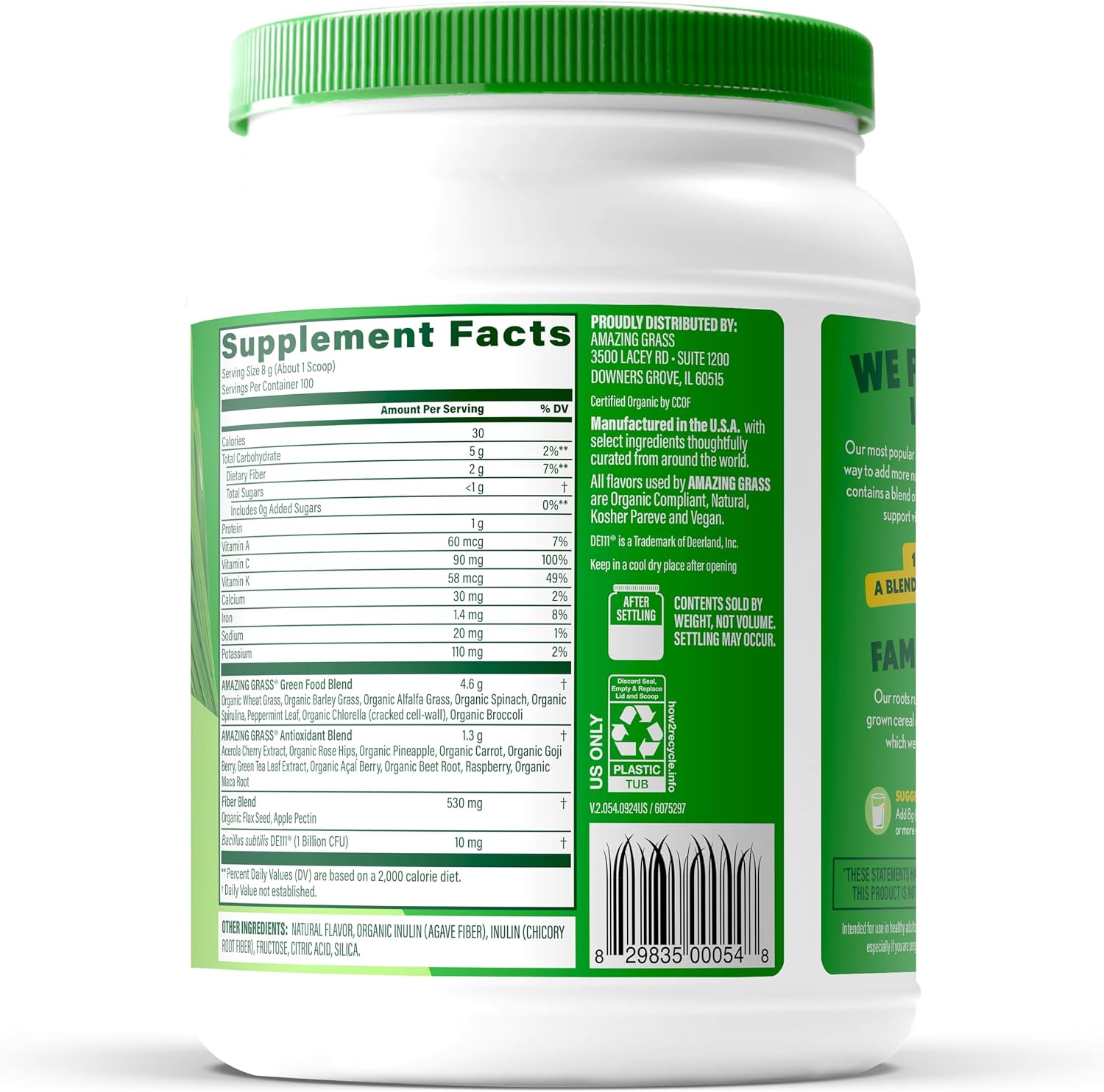 Amazing Grass Super Greens Powder Original, 60 Servings, 16.9 oz | Organic Greens Superfood Powder with Spirulina, Beet Root, Probiotics & Digestive Enzymes to Support Digestion