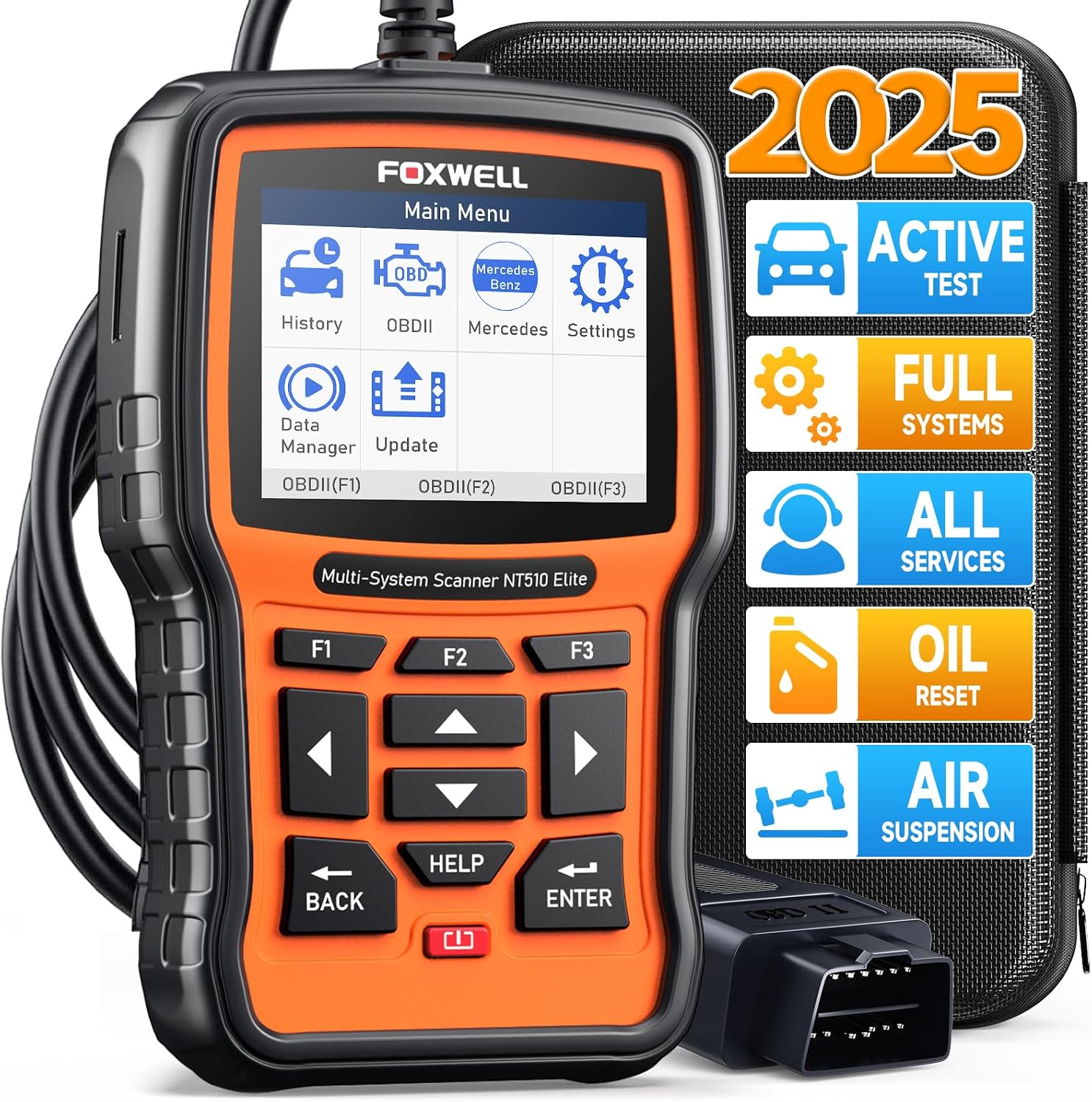 FOXWELL NT510 Elite Bi-Directional Scan Tool Fit for Mercedes-Benz Sprinter Smart Maybach, Full System Diagnostic Scan Tool OBD2 Scanner