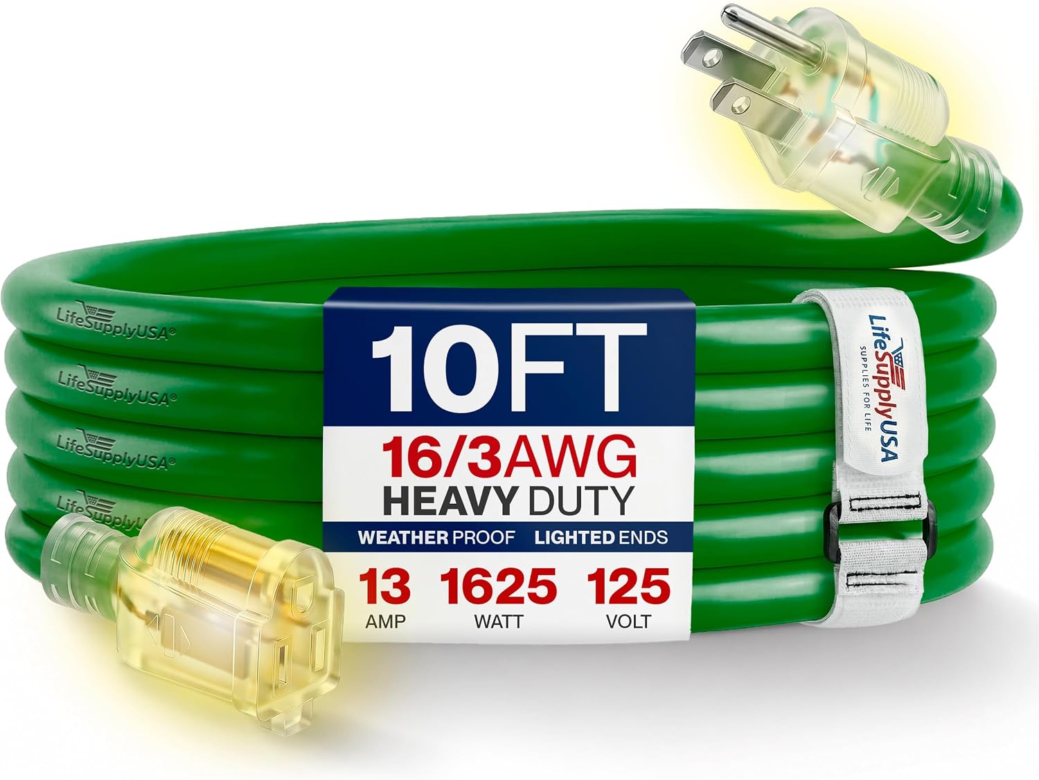 25ft Outdoor/Indoor Extension Cord 12/3 Gauge Extra Heavy Duty 3 Prong SJTW, Waterproof, Flexible Cold-Resistant Long Power Cord,15A 125V 1875W, Yellow by LifeSupplyUSA