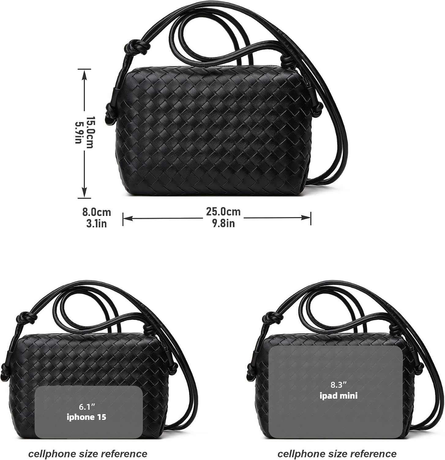 Woven Crossbody Bag for Women: Vegan Leather Handbag for Leisure | Classic Handwoven Bag For Style - Compact Design, Lightweight, Minimalist Style, Fits Phone, Cards & Key, Ideal for Daily Use