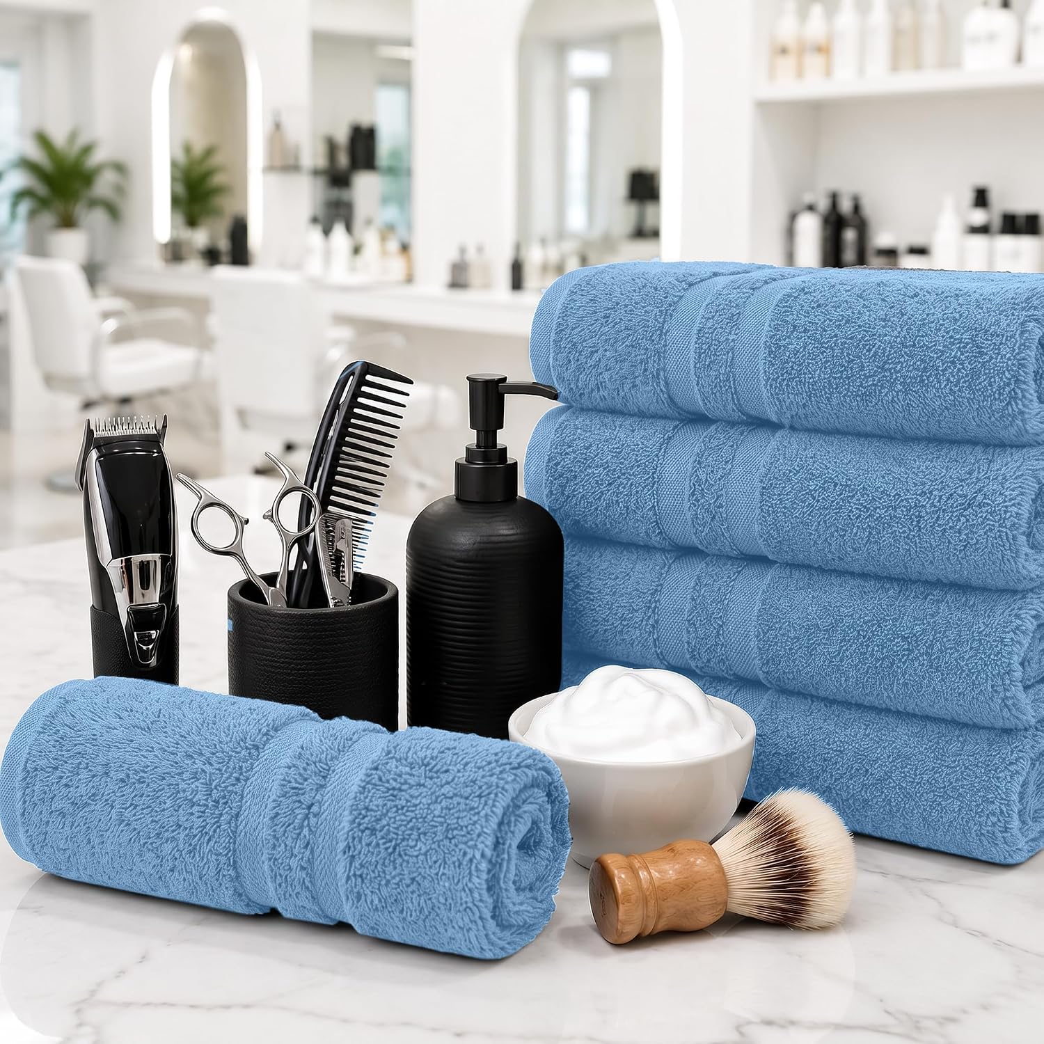 DAN RIVER 100% Cotton Salon Towels Set – 16x26 inches, Pack of 24, Highly Absorbent and Quick-Dry Towels for Hand, Salon, Spa, Beauty