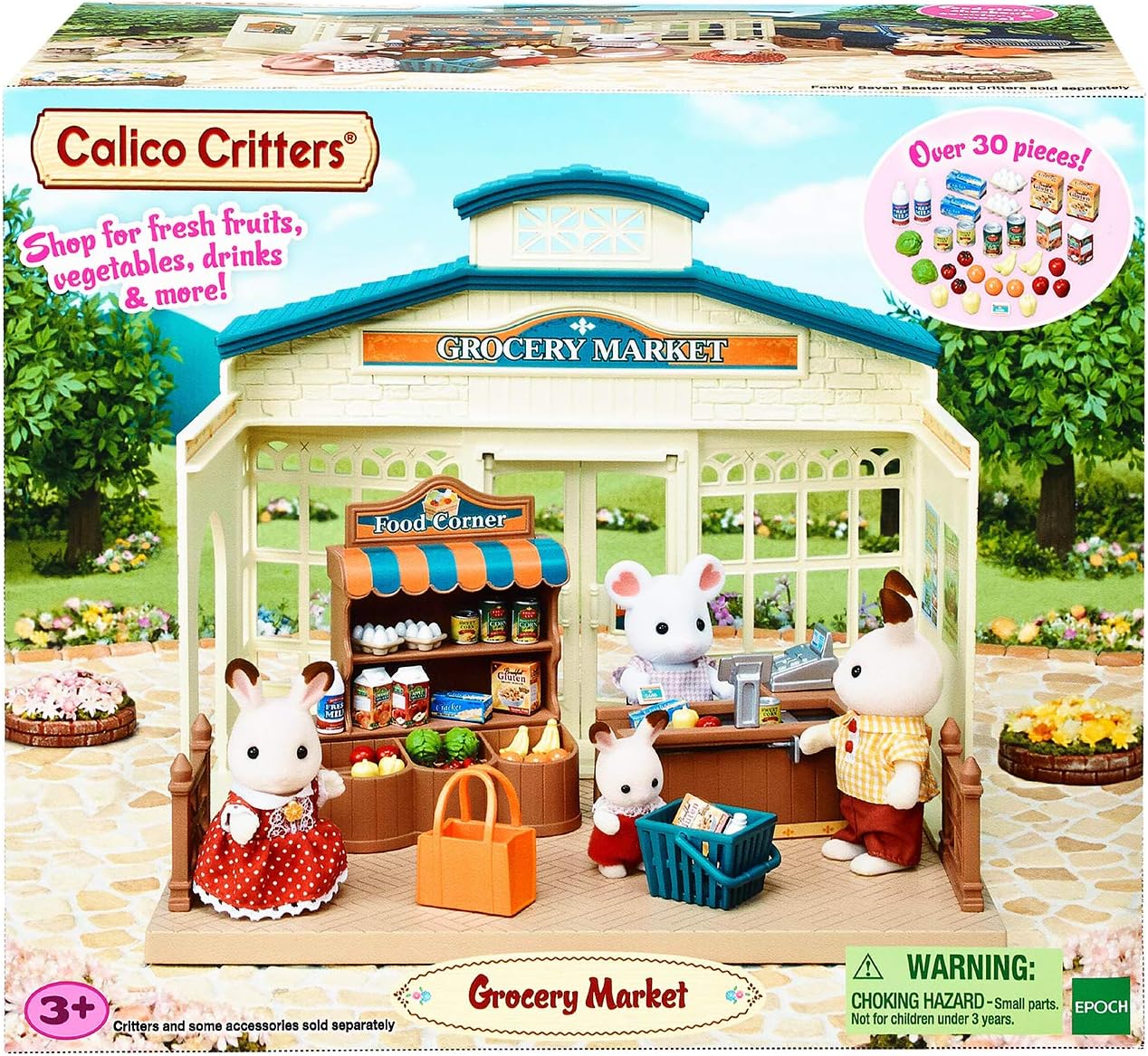 Calico Critters - Grocery Market - Town Collection - Kids Pretend Play Toy | Stock shelves, fill baskets
