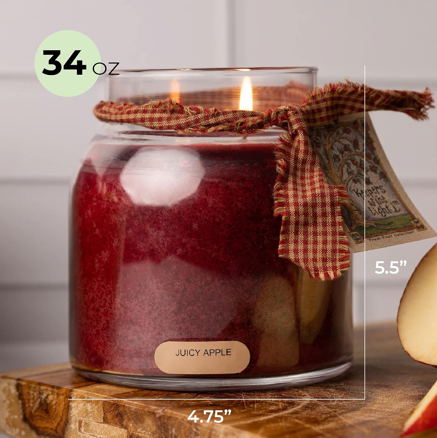 A Cheerful Giver - Juicy Apple - 34oz Papa Scented Candle Jar with Lid - Keepers of the Light - 155 Hours of Burn Time, Gift for Women, Red | Long Lasting Aromatherapy Candle with up to 155 Hours of Burn Time - Gift Ready (34oz)
