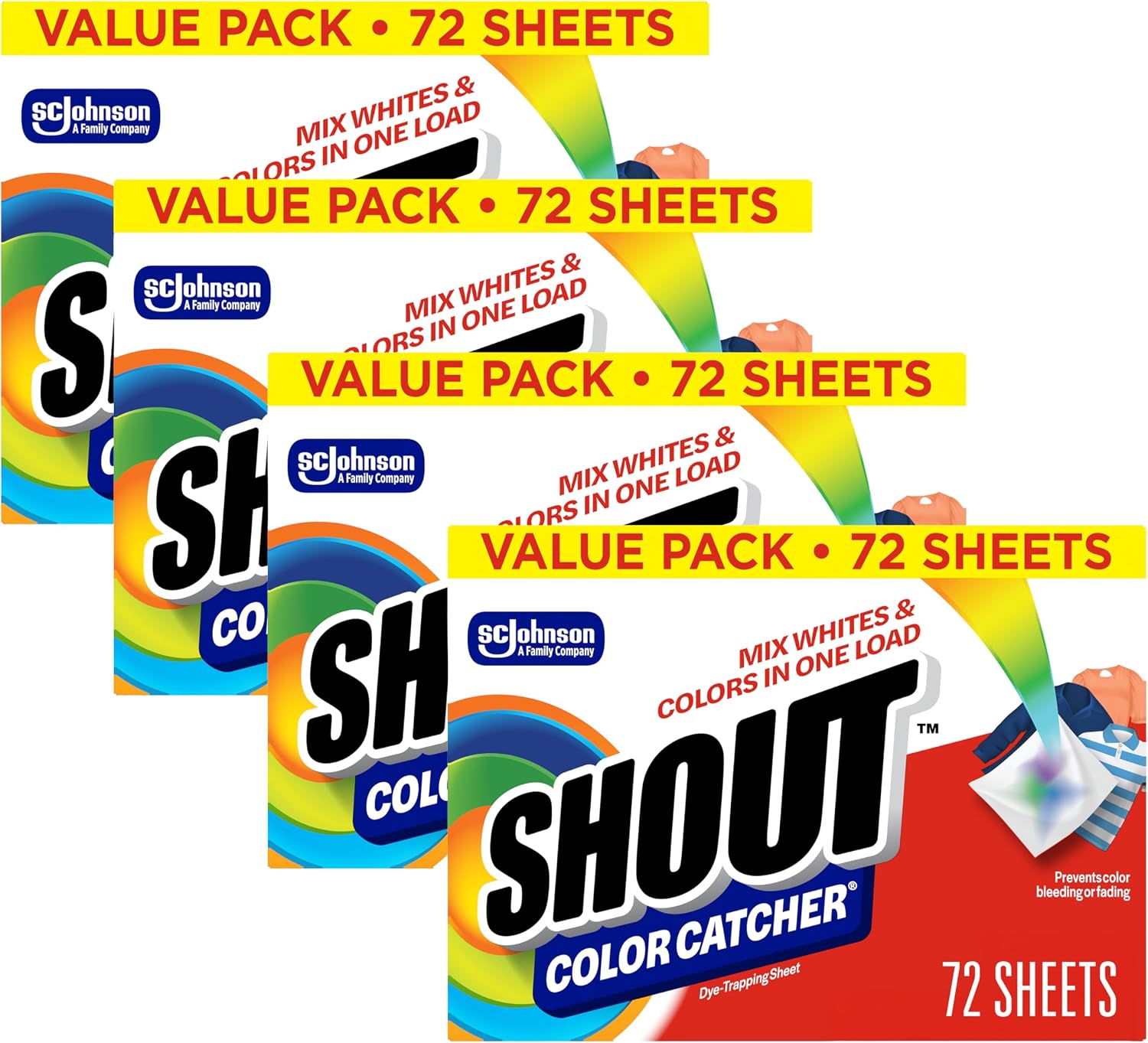 Shout Color Catcher Sheets for Laundry, Maintains Clothes Original Colors, 72 Count