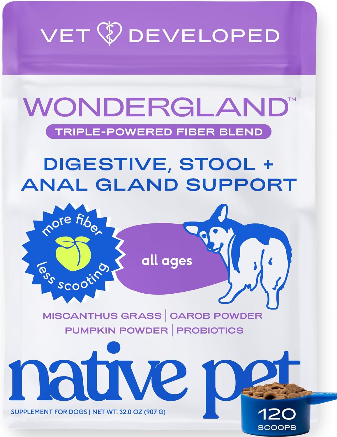 Native Pet Probiotics for Dogs – Dog Probiotic Powder for Gut & Digestive Health, Vet-Formulated 6B CFUs Dog-Specific Probiotic Strains