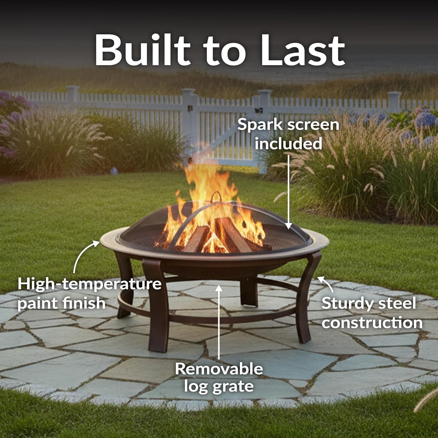 Sunnydaze 29-Inch Elevated Wood-Burning Fire Pit Bowl with Stand