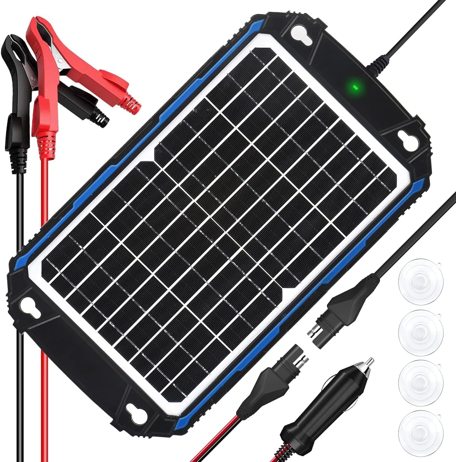 SUNER POWER Waterproof 12W 12V Solar Battery Charger & Maintainer Pro, Built-in UltraSmart MPPT Charge Controller