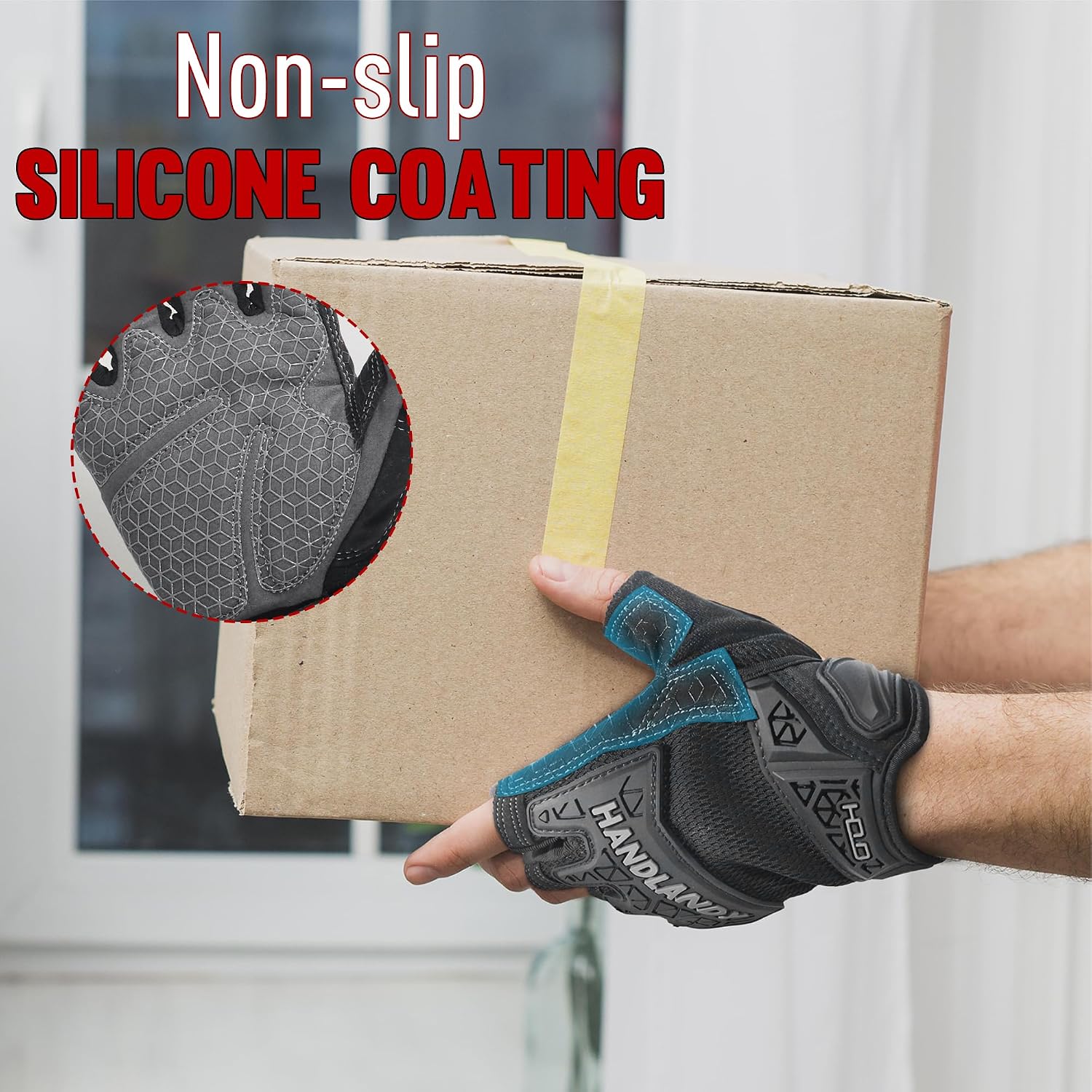 HANDLANDY Framer Work Gloves Open-Finger Carpenters Gloves, Fingerless Gaming Gloves for Tactical Shooting, Airsoft, Hunting, Police Work and Hiking L
