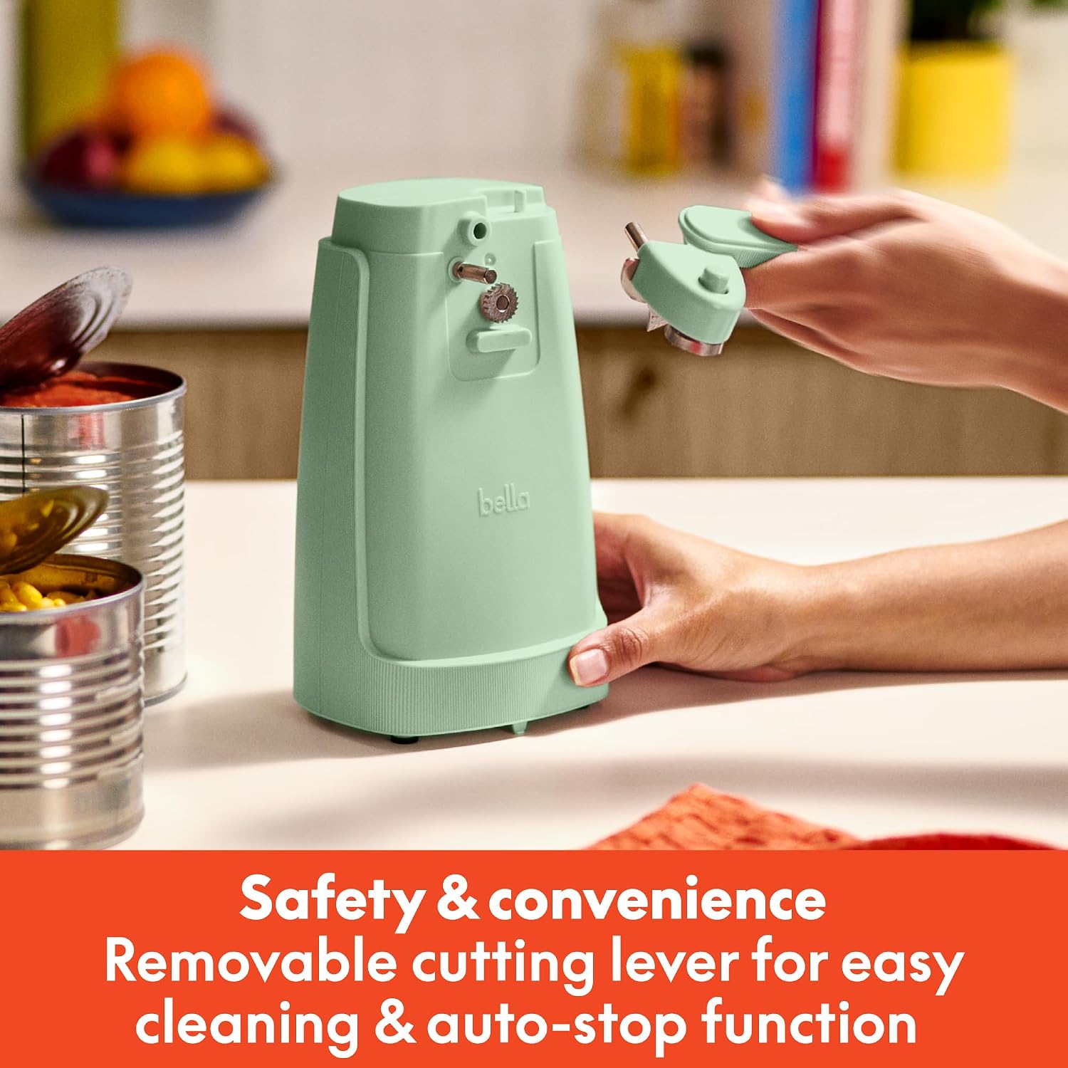 bella Electric Can Opener and Knife Sharpener, Black