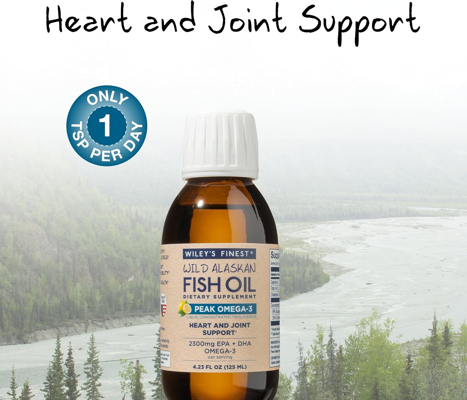 Wiley's Finest Wild Alaskan Fish Oil Peak Omega-3 Liquid Supplement - 2300mg EPA and DHA Omega-3s - Lemon Flavor - 8.45 Oz (50 Servings)