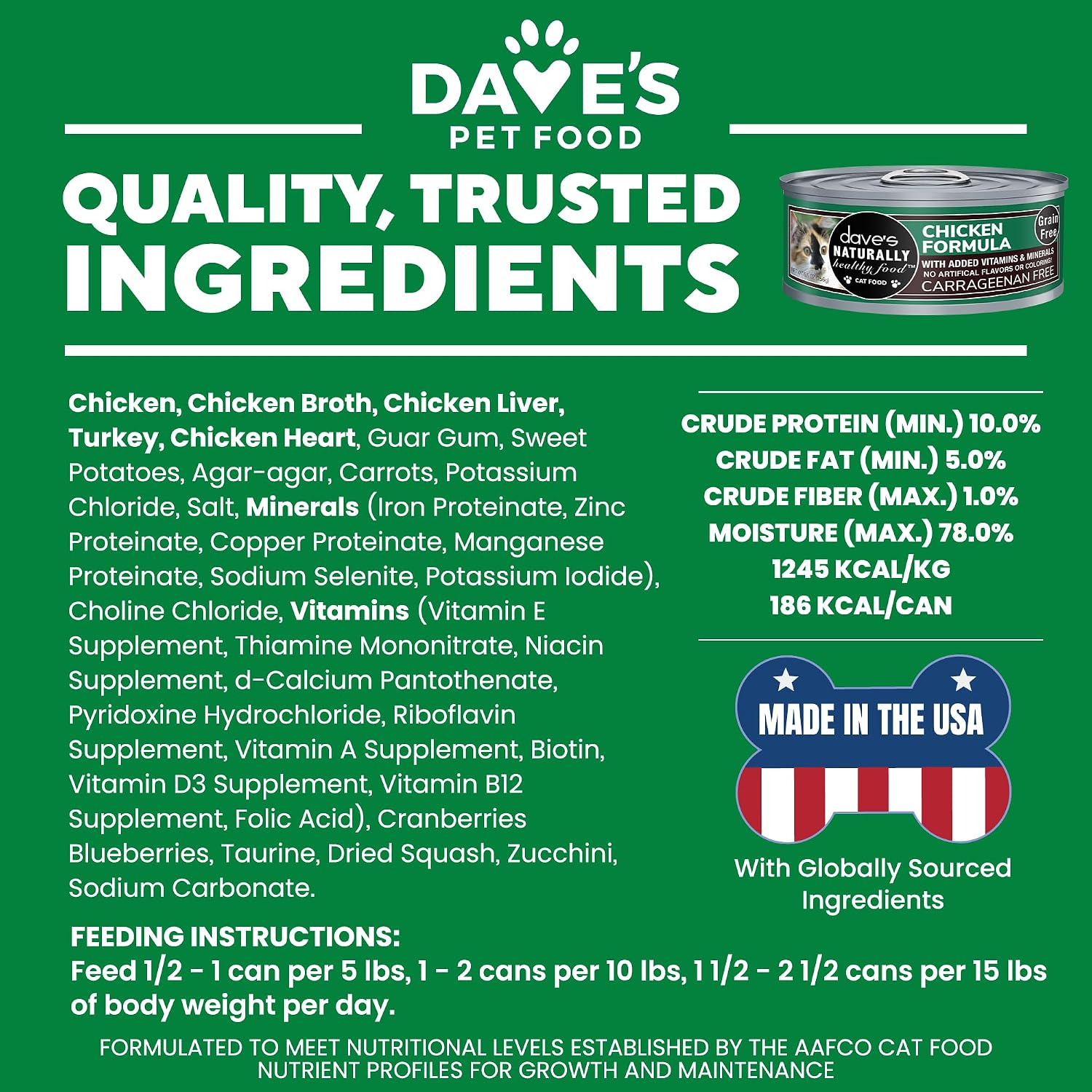 Dave's Pet Food Grain Free Wet Canned Cat Food Pate, Chicken, 12.5 oz, 12pk | Made in USA, Naturally Healthy, Easy to Digest Wheat & Gluten-Free, Use as Topper or Meal, Carrageenan-Free