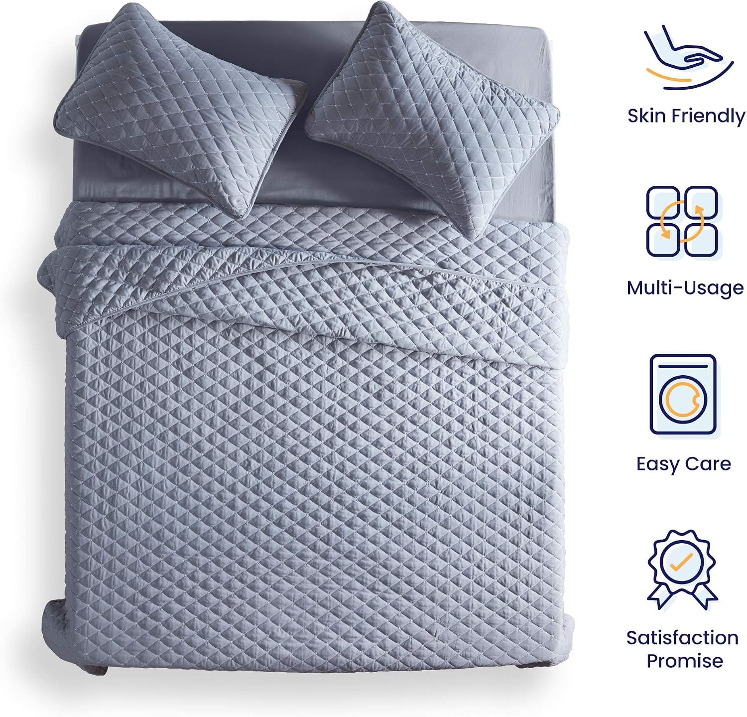 SLEEP ZONE 3-Piece Printed Quilt Set - Full/Queen Size - Lightweight Reversible Bedding Coverlet Set for All Season (Classic Paisley Pattern)