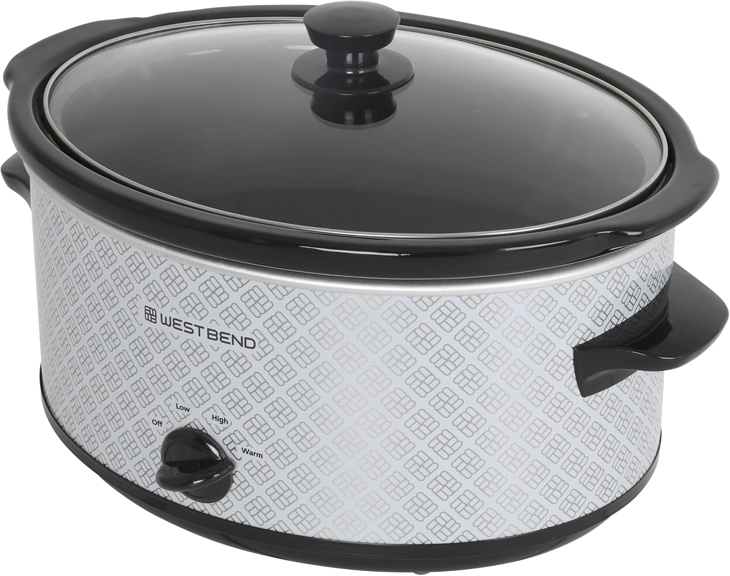West Bend Slow Cooker 6-Quart Manual Crockery Style with Dishwasher Safe Oval Ceramic Crockpot and Glass Lid Two Temperature Settings Plus Keep Warm, 330-Watts, Black