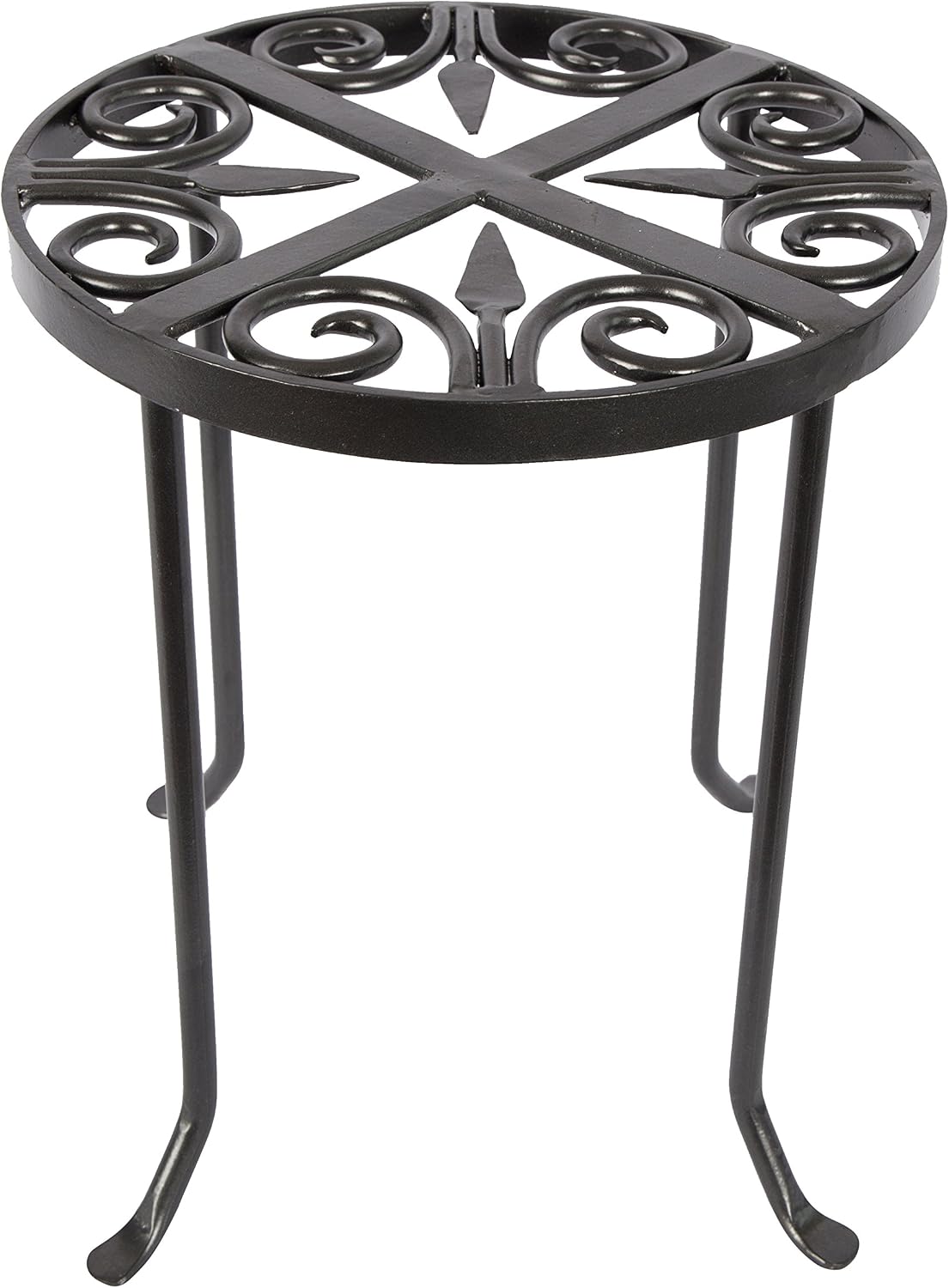 Achla Designs VTT-01 Round Trivet Wrought Iron Plant Stand, Graphite