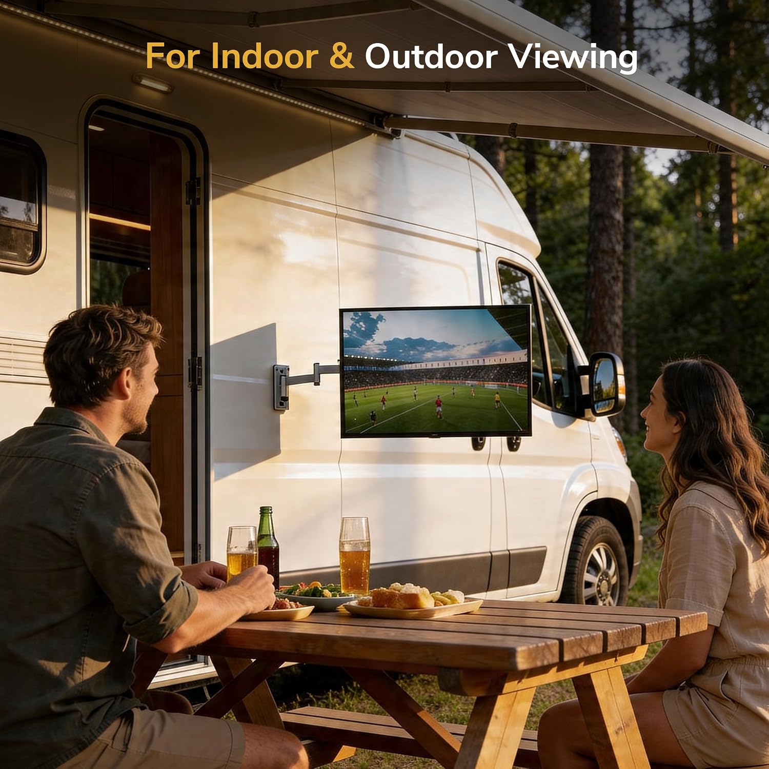Mount-It! Lockable RV TV Mount for Camper, Trailer, Motorhome, Truck & Boat, Full Motion, Quick Release, Rust-Resistant Aluminum