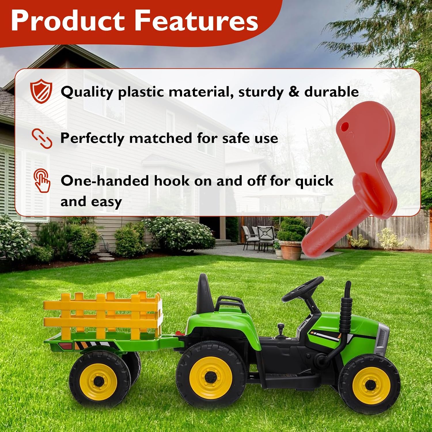 Trailer Hitch Pin Fits Peg Perego John Deere Farm Power Pull Turf Tractor | Red Coupling Hitch Pin Replacement for Peg Perego John Deere Tractor