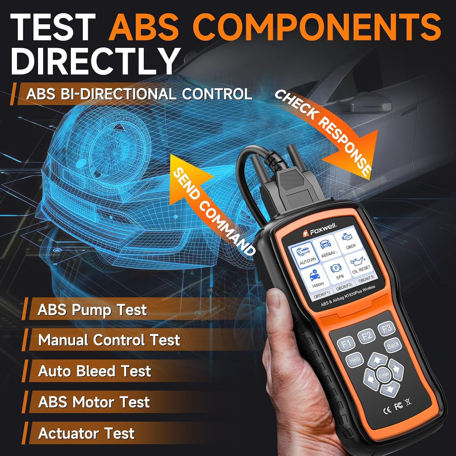FOXWELL NT630 Plus ABS/SRS OBD2 Scanner, ABS Auto Bleed, Oil EPB SAS Resets
