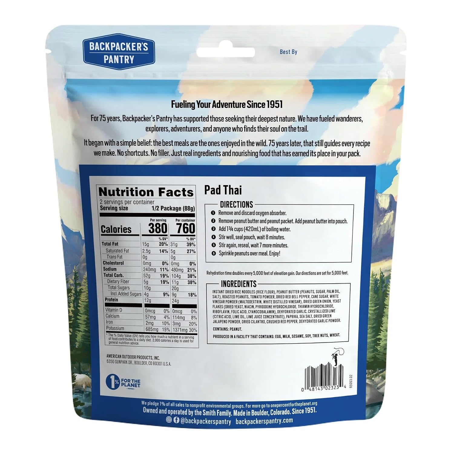 Backpacker's Pantry Lasagna | 1-Pack | 29g Protein | 620 Cal | Vegetarian, Nut Free | Made in the USA | Freeze Dried Meal & Camping Food