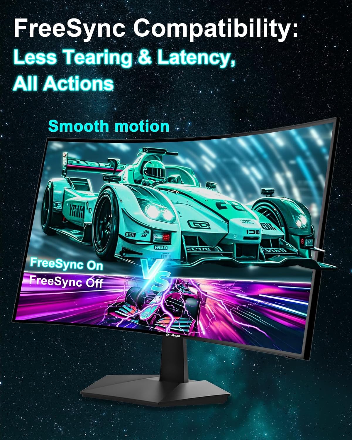 SANSUI 32 Inch Curved 240Hz Gaming Monitor High Refresh Rate, FHD 1080P | Gaming PC Monitor HDMI DP1.4, 1500R Curvature, 1Ms MPRT, HDR,Metal Stand,VESA Compatible(DP Cable Incl.)