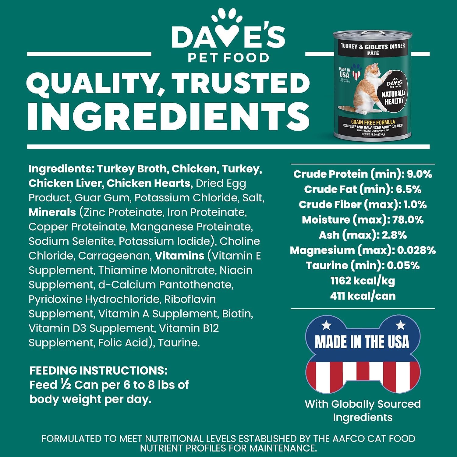 Dave's Pet Food Grain Free Wet Canned Cat Food Pate, Chicken, 12.5 oz, 12pk | Made in USA, Naturally Healthy, Easy to Digest Wheat & Gluten-Free, Use as Topper or Meal, Carrageenan-Free