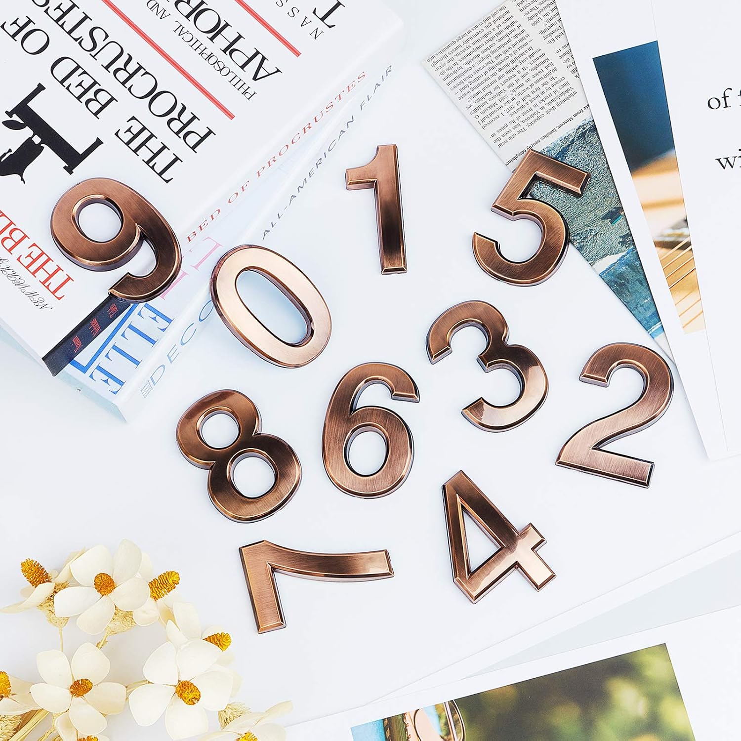 20 Pieces House Numbers Mailbox Numbers 0-9, 3D Door Address Numbers Self Adhesive Mailbox Numbers Sticker or House, Apartment, Office, Hotel Room