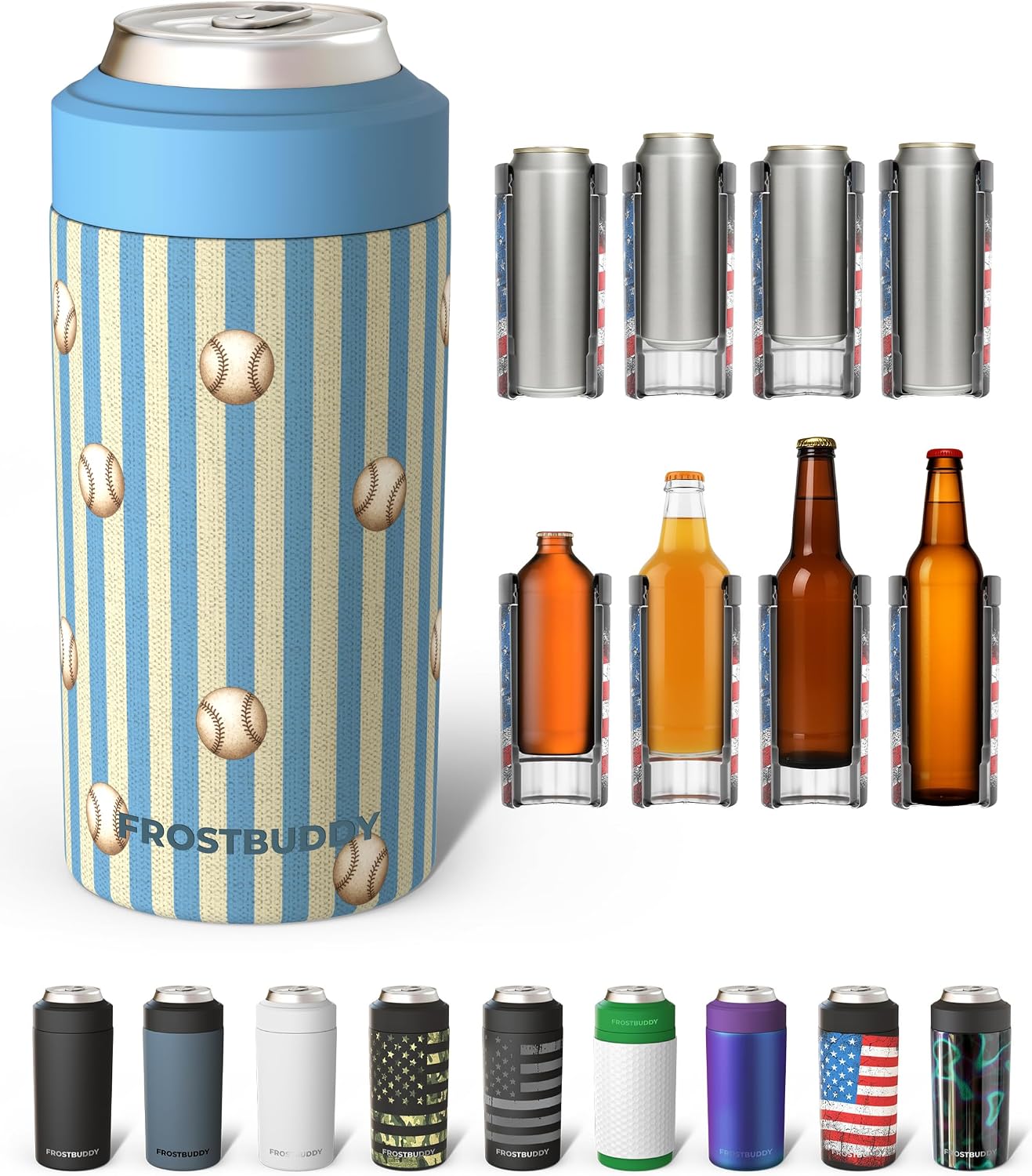Frost Buddy Universal Can Cooler - Fits Slim Cans, 12 & 16oz (MatteBlack)