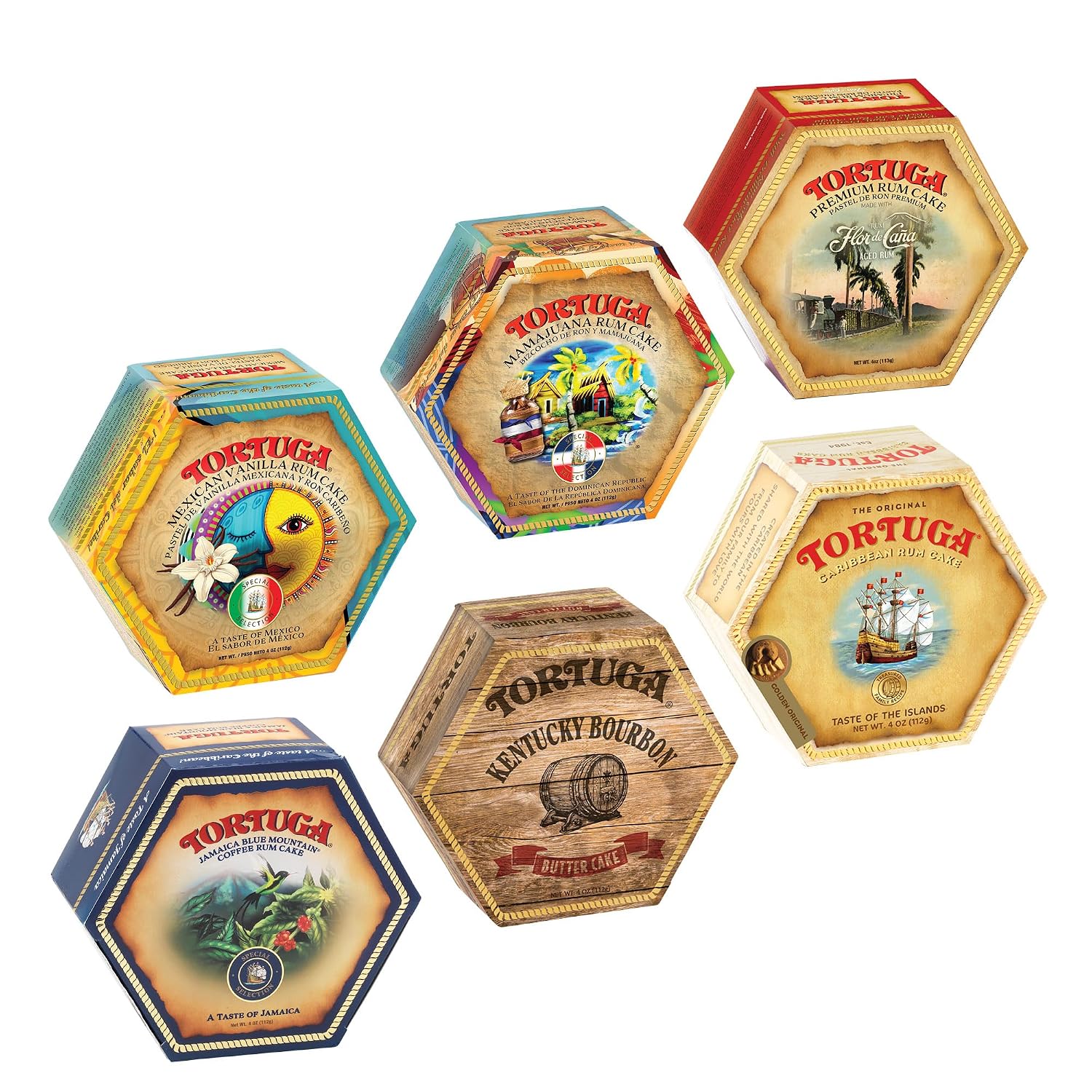 TORTUGA Provenance Rum Cake Variety Pack – 4 oz. - 6 Pack - The Perfect Premium Gourmet Gift for Stocking Stuffers, Gift Baskets