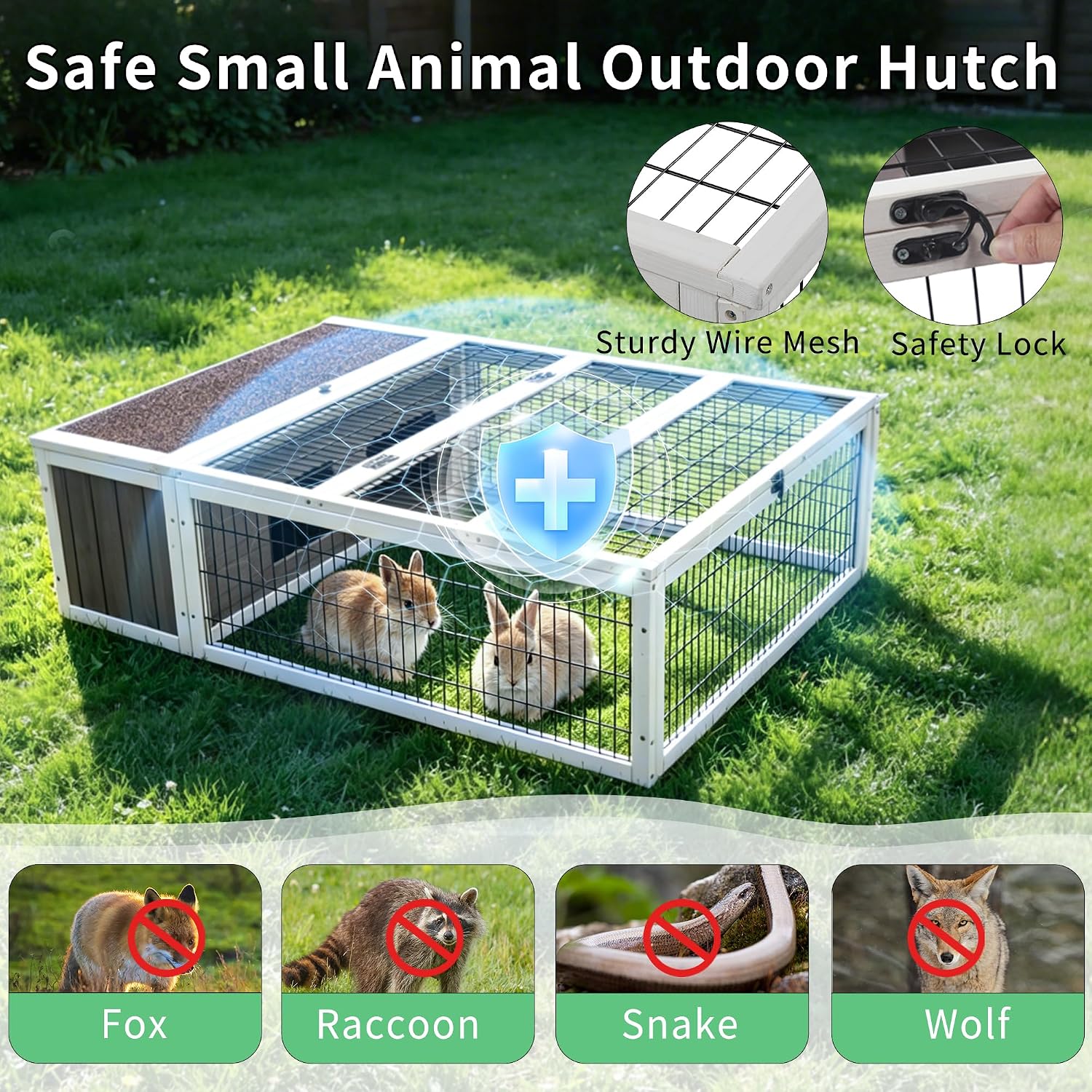 Wooden Rabbit Cage Outdoor Indoor, Bunny Cage Guinea Pig Cages Enclosure