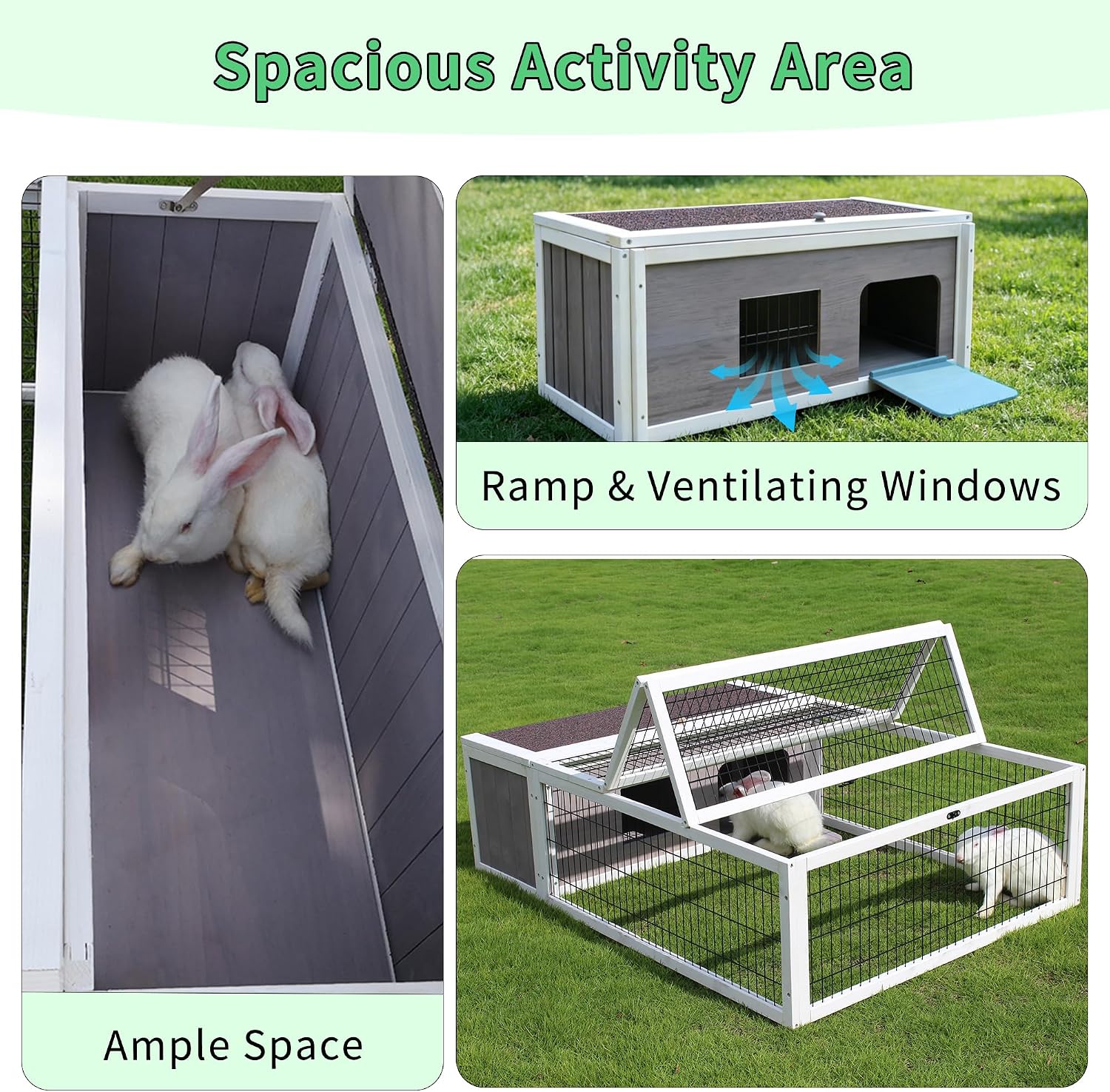 Wooden Rabbit Cage Outdoor Indoor, Bunny Cage Guinea Pig Cages Enclosure