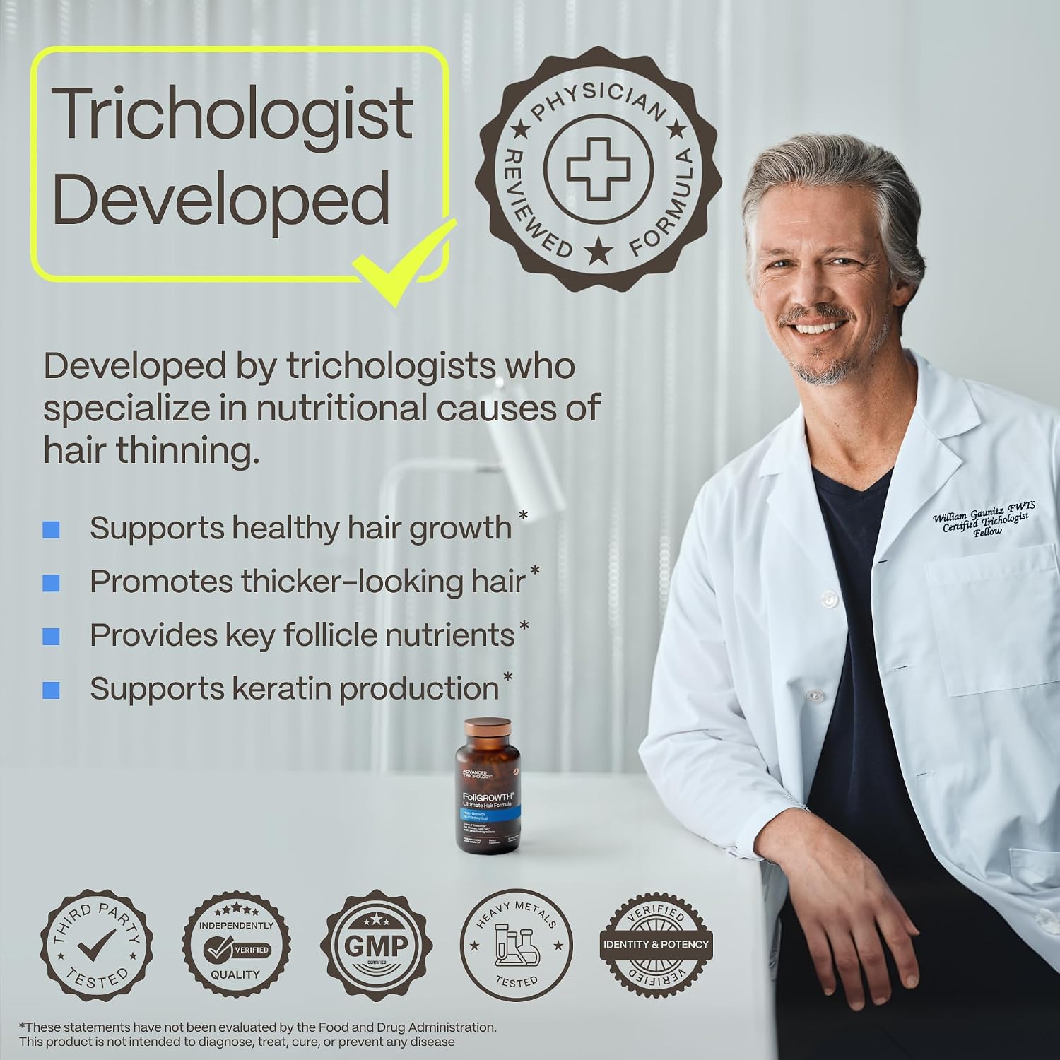 FoliGROWTH® Hair Growth Supplement for Women & Men | for Thicker, Fuller Hair | Supports Thinning Hair