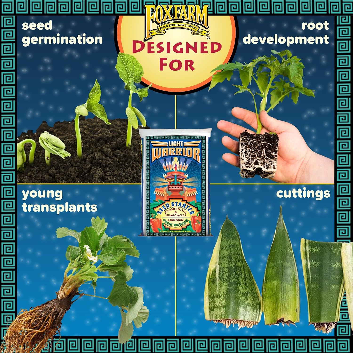 FoxFarm Light Warrior Seed Starter Growing Medium, 1cu ft - Beneficial for Seed Germination and Root Development, Indoor/Outdoor Cultivation - Ideal Nutrition for Plant Seedlings