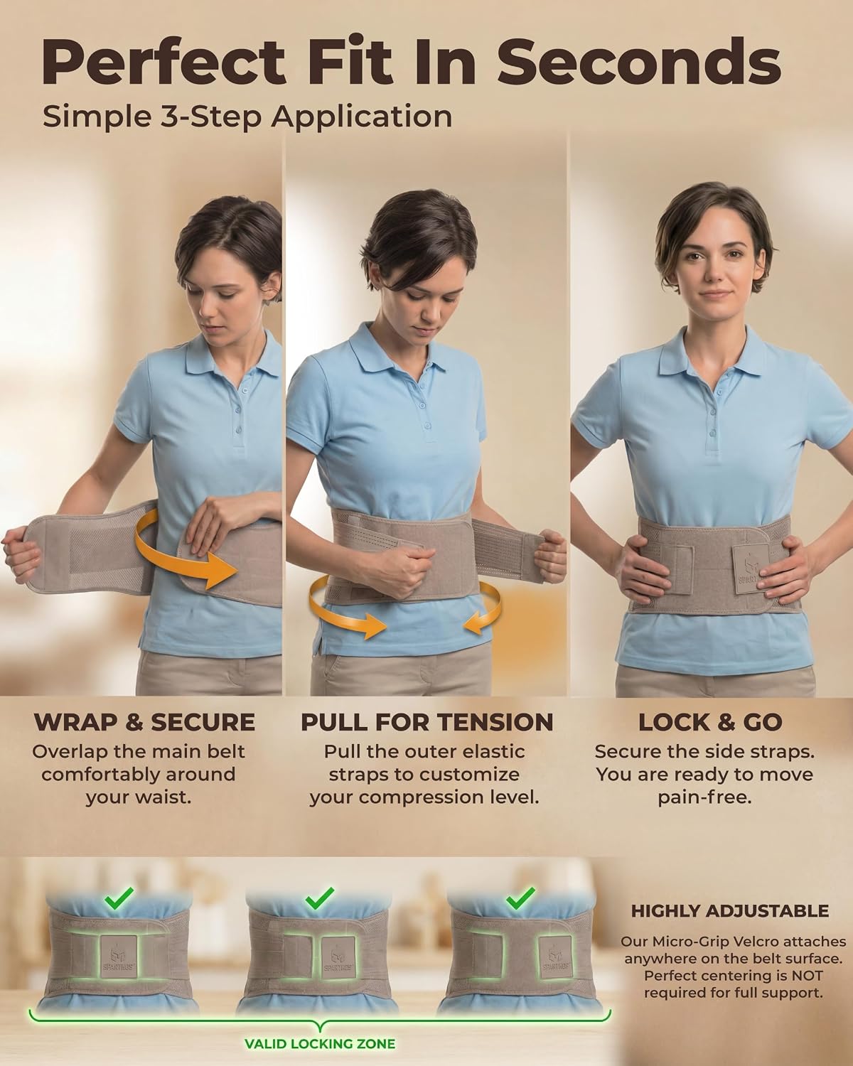 Sparthos Back Brace for Women & Men, Sciatica, Lower Back Pain - Black-L | Herniated Disc & Scoliosis Pain Relief, Adjustable Back Support Belt, Lumbar Pad, Breathable Mesh for Work & Heavy Lifting