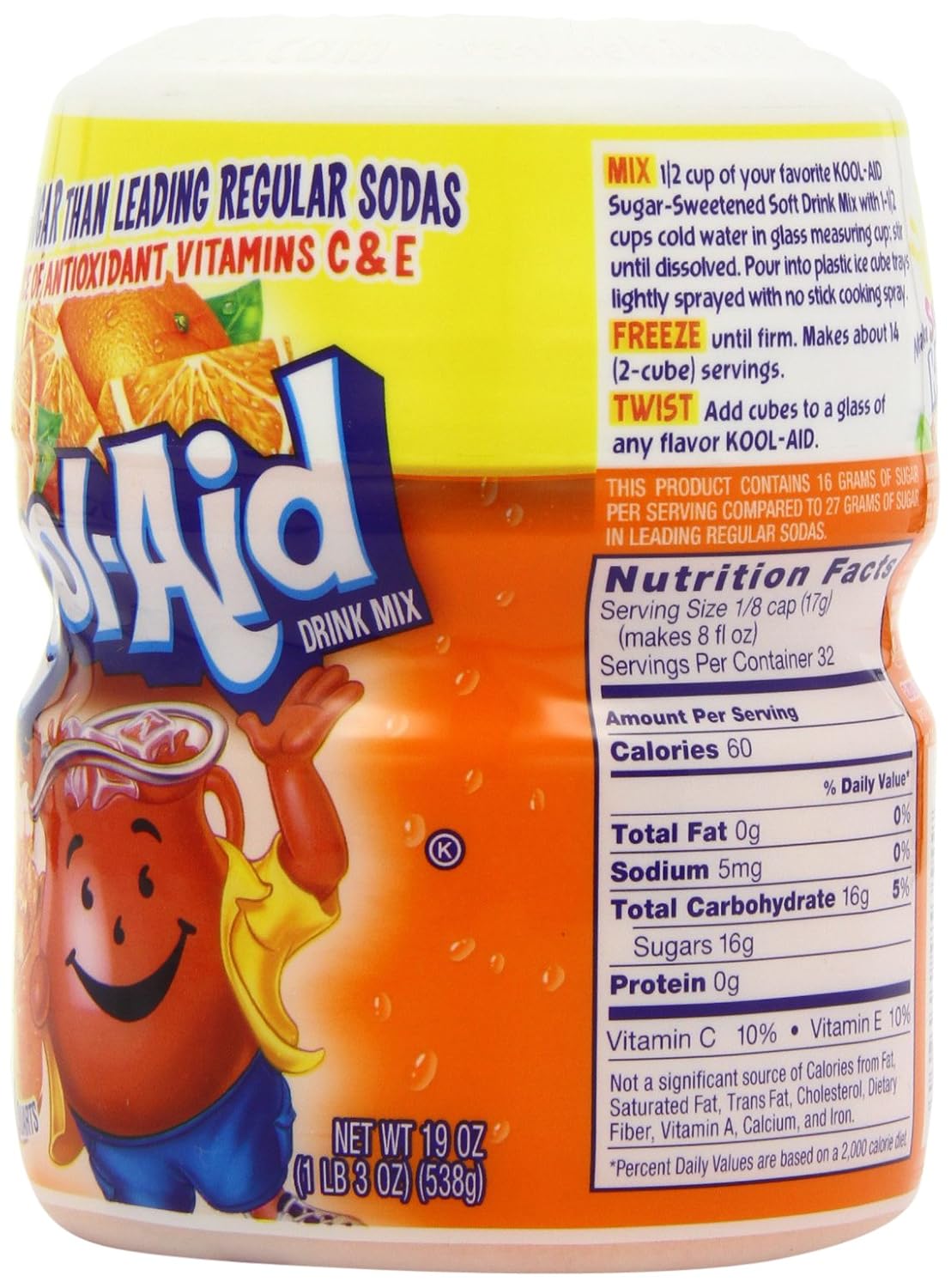 Kool-Aid Drink Mix, Tropical Punch, 19 oz | for Flavorful Hydration and Shareable Refreshment Good Source of Vitamin C, Caffeine Free Gluten Free