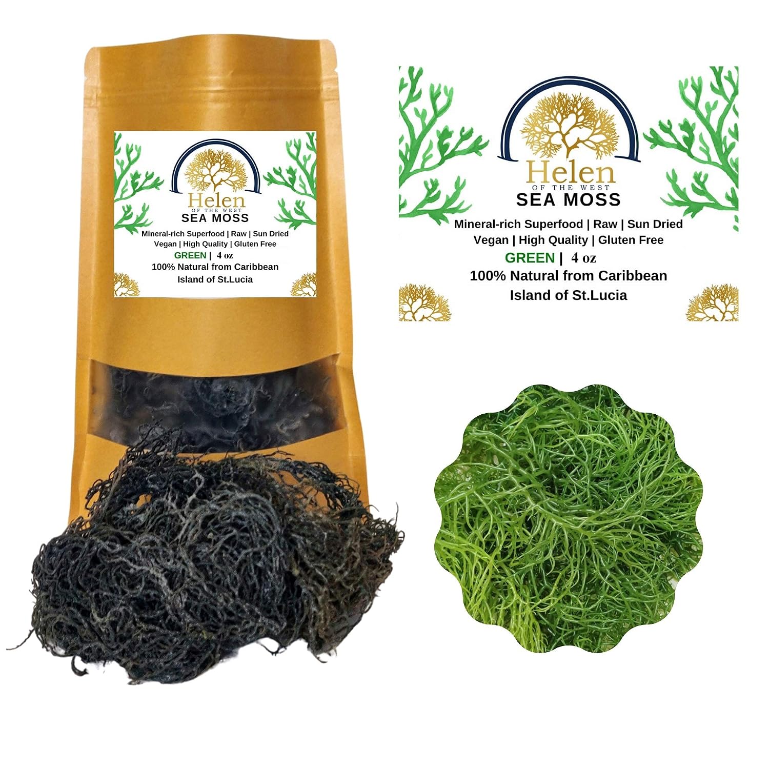 Wildcrafted Sea Moss | Gold - Purple - Green - Mixed | 100% Natural Irish Moss from St.Lucia | Mineral-Rich Superfood | 8oz Sun-Dried Moss | NO