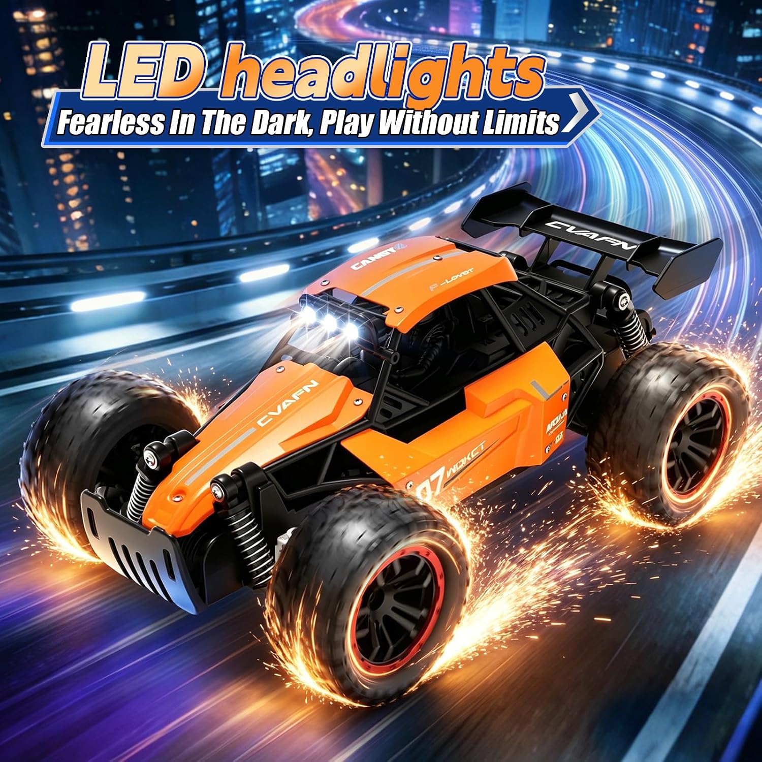 Remote Control Car, Fast RC Monster Truck with Durable Metal Body, 1:16 Off-Road RC Crawler with LED Headlights, All-Terrain Drift Car, 3 4 5 6 7 8 9 10 Year Old Boys Girls Kids Gifts