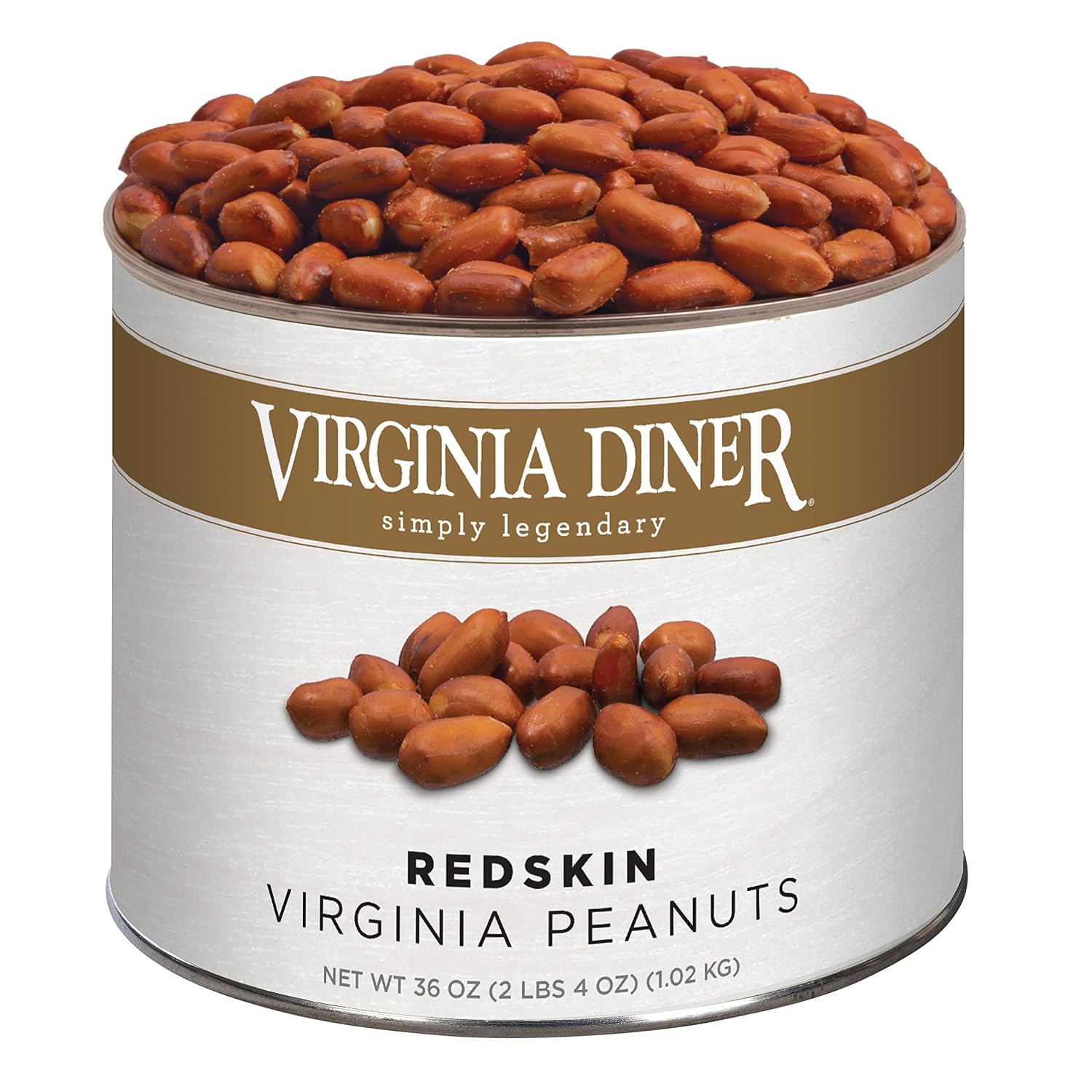 Virginia Diner Salted Virginia Peanuts - XL Gourmet Peanuts Non-GMO, Preservative Free Gifts from Virginia Since 1929-18 Oz Can
