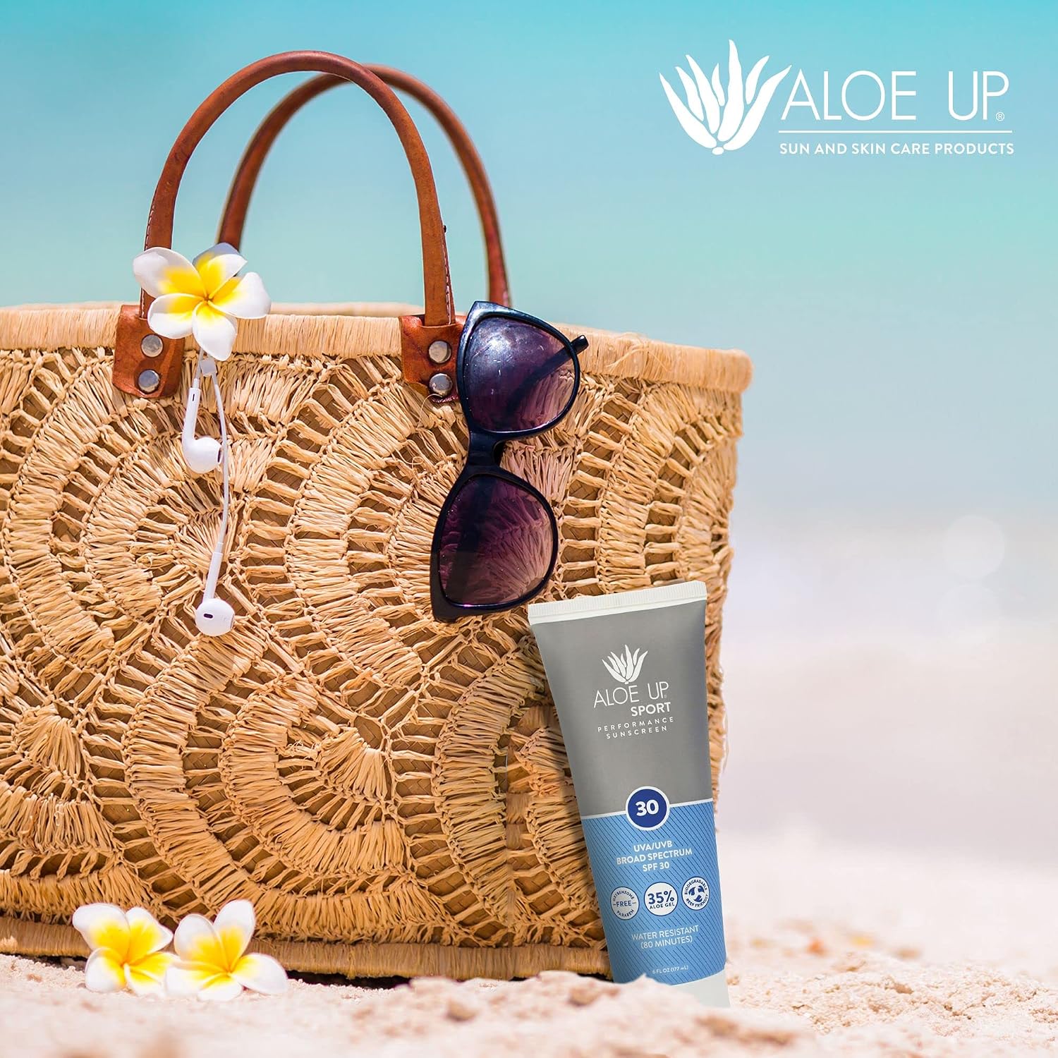 Aloe Up Sport Sunscreen Spray SPF 30, Water Resistant, Non-greasy, 6 oz | Broad-spectrum SPF 30; Water resistant up to 80 min; Non-greasy, With aloe vera gel, fragrance-free