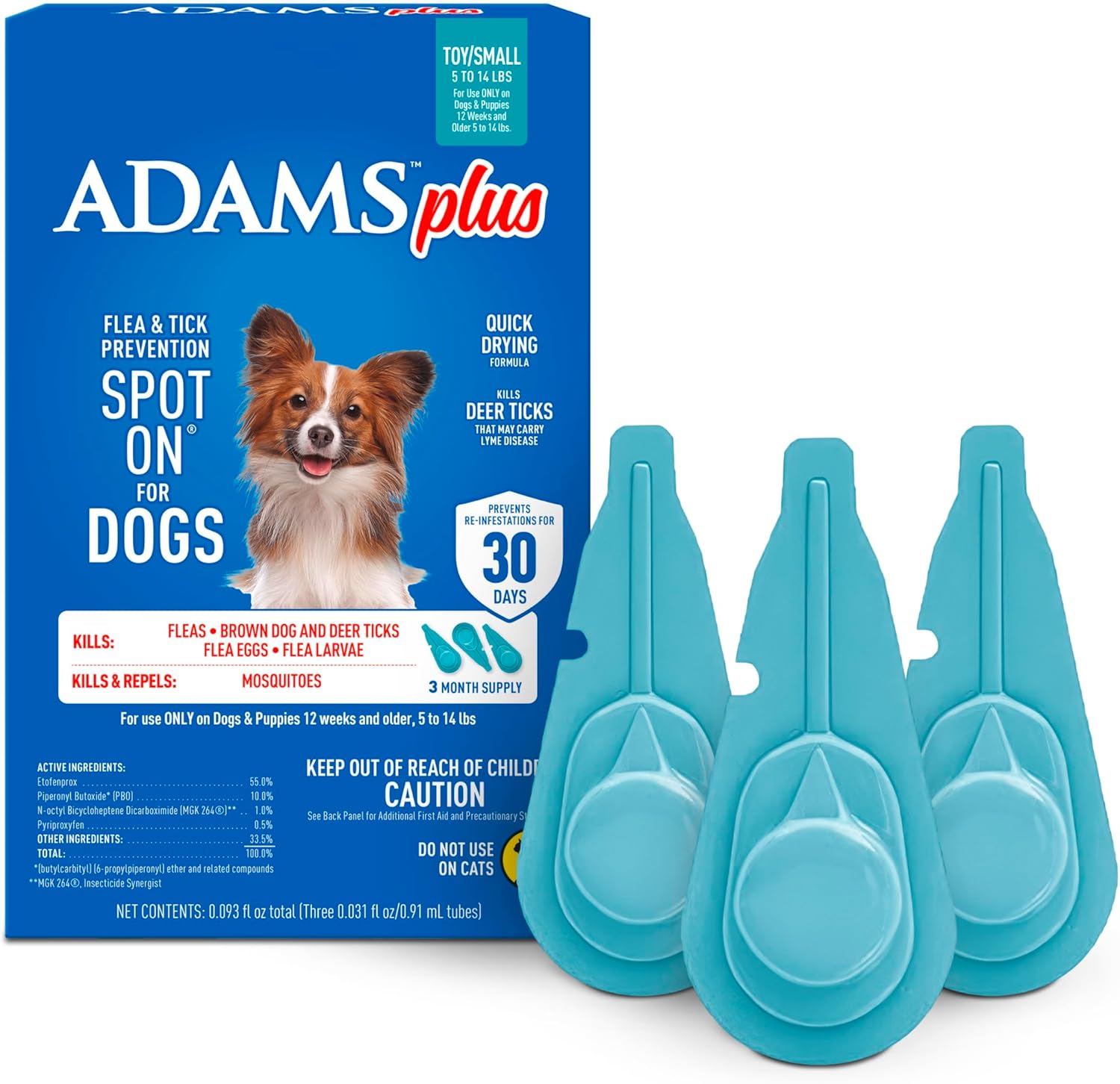 ADAMS Plus Flea & Tick Prevention Spot On for Extra Large Dogs, 3 Pack