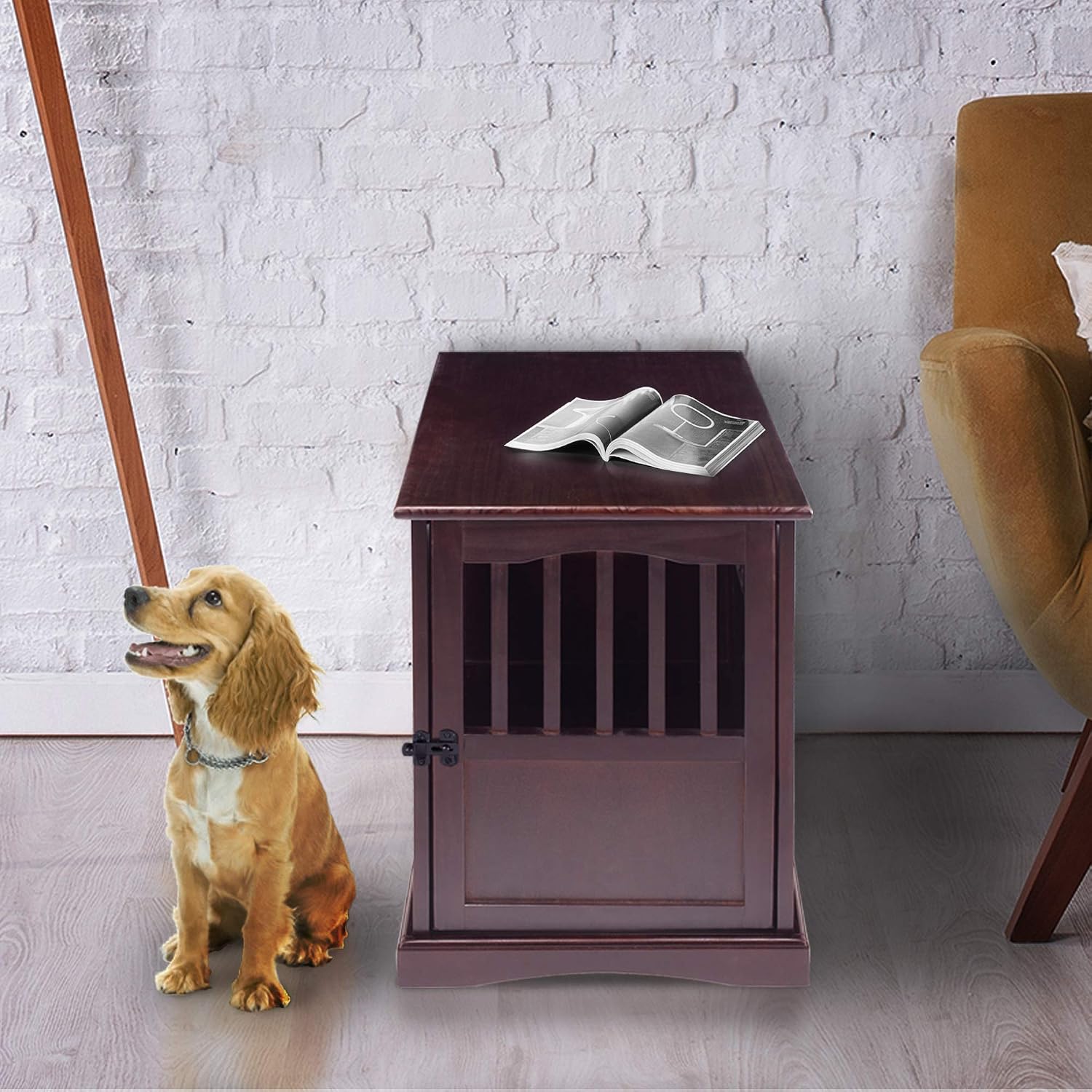 Casual Home Wooden Small Pet Crate, End Table, Espresso,19.5"W x 22.5"D x 22.5"H