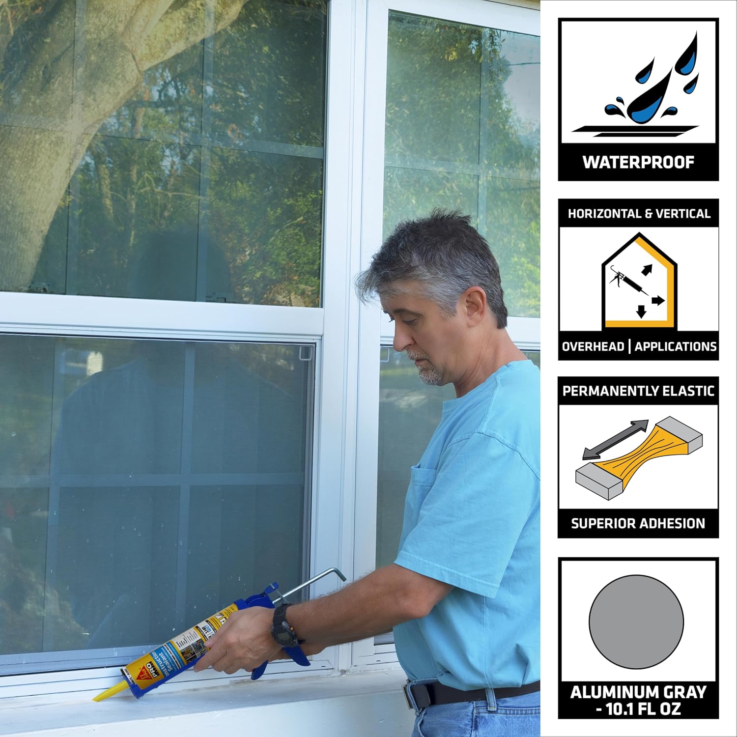 SIKA Sikaflex Construction Sealant - White, All-Purpose Polyurethane for Joints 1/2" or Smaller - 10.1 fl. oz - Weatherproof, High Elasticity, Paintable, Strong Adhesion