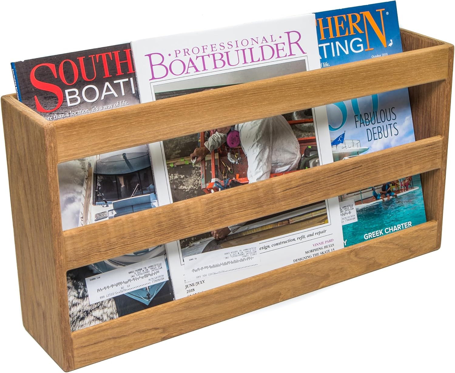 Whitecap Teak Double-Wide Magazine Rack