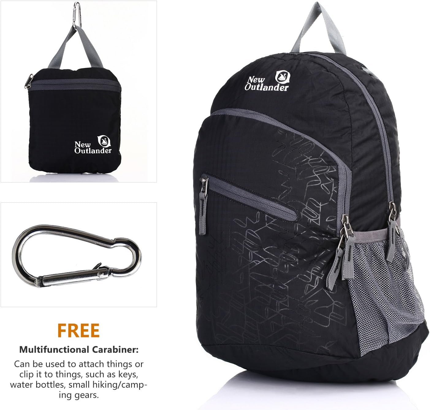 Packable Handy Lightweight Travel Hiking Backpack Daypack-Orange