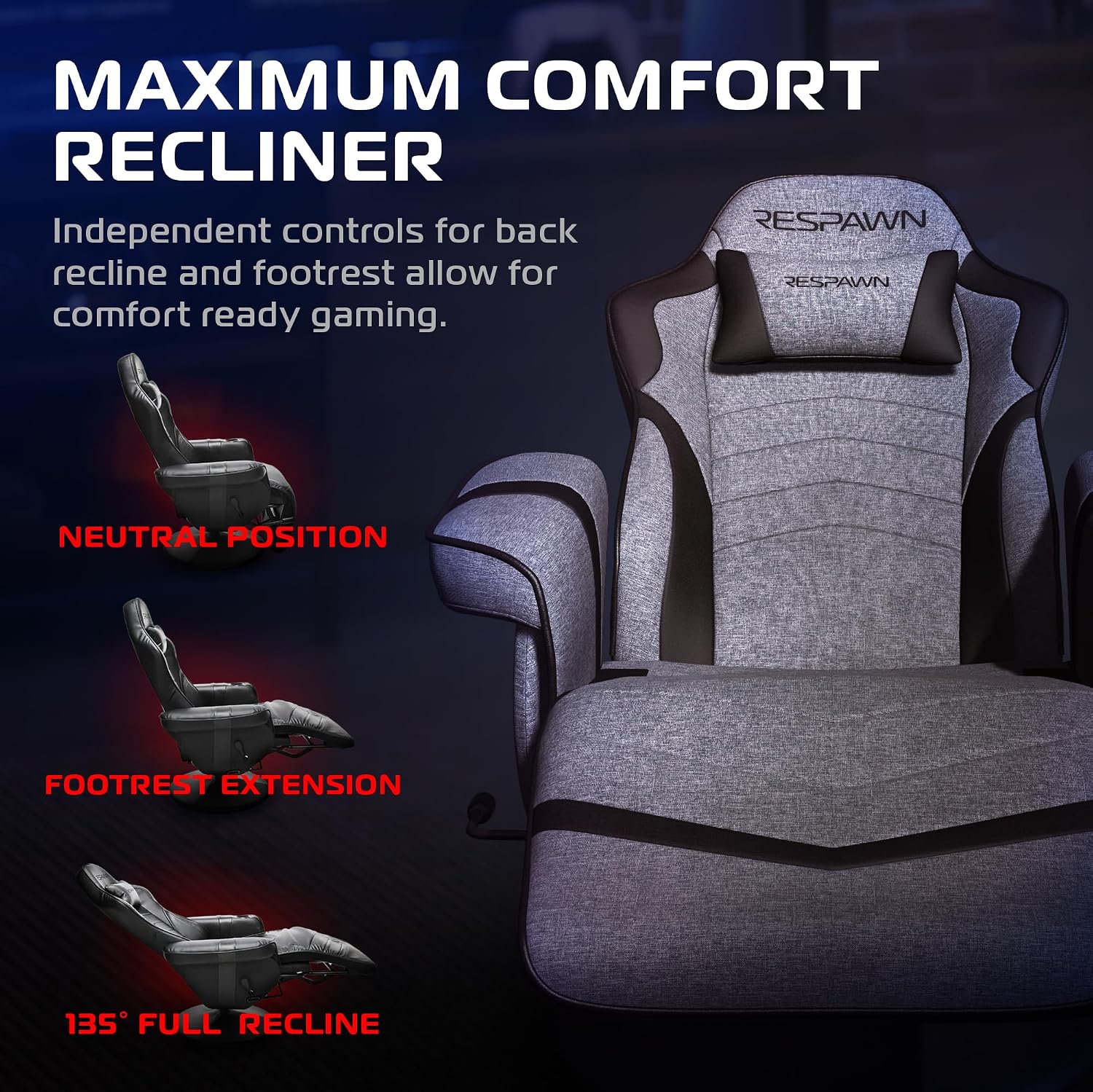 Respawn 900 Gaming Recliner Chair with Footrest, Cup Holder and Swivel