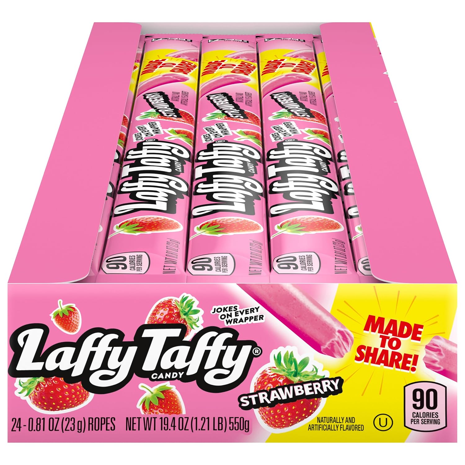 Laffy Taffy Rope Candy, Banana Flavor, 0.81 Ounce Ropes (Pack of 24)