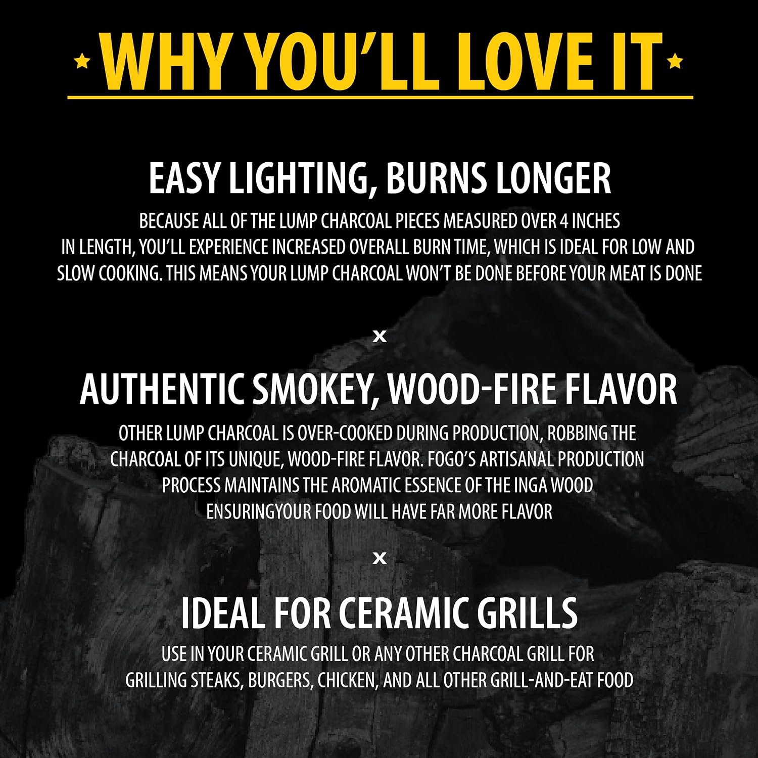 FOGO Super Premium Hardwood Lump Charcoal, Natural, Large Sized Lump Charcoal for Grilling and Smoking, Restaurant Quality, 35 Pound Bag