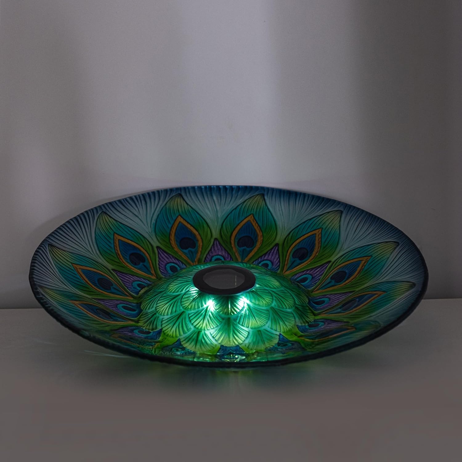 Teamson Home Handpainted Hummingbird Fusion Glass Birdbath Bowl Feeder with Metal Stand for Outdoor Patio Garden Backyard Decking, 21 Inch Height, Purple/Light Blue | Fusion Glass, Metal Stand, Outdoor Patio Garden Backyard Decking, 21 Inch Height