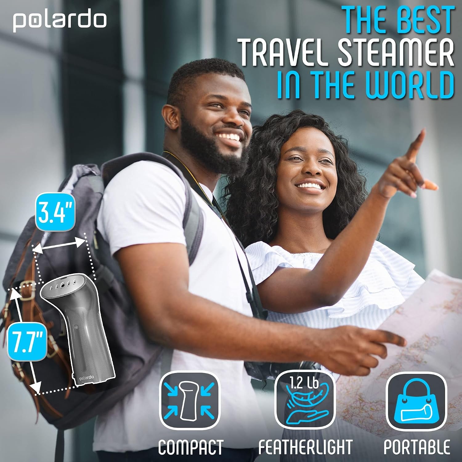 Polardo Travel Garment Steamer - Compact Portable Handheld Clothes Steamer with 360° Anti-Spill Technology