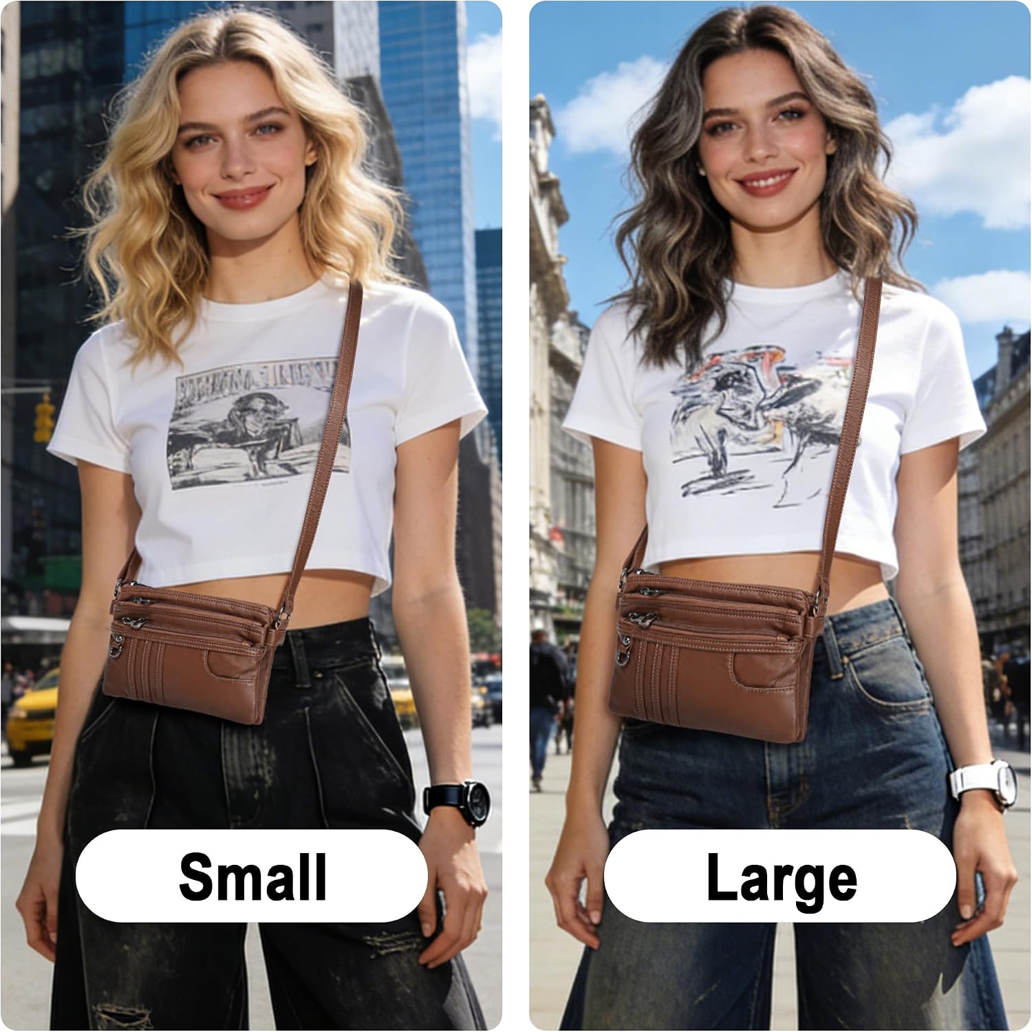 MINICAT Multi Pocket Small Crossbody Purses for Women Everyday Shoulder Bag | Lightweight Organizer, Cross body Bag with Multiple Zipper Pockets, Vegan Leather, Phone Purse for Travel Casual Daily