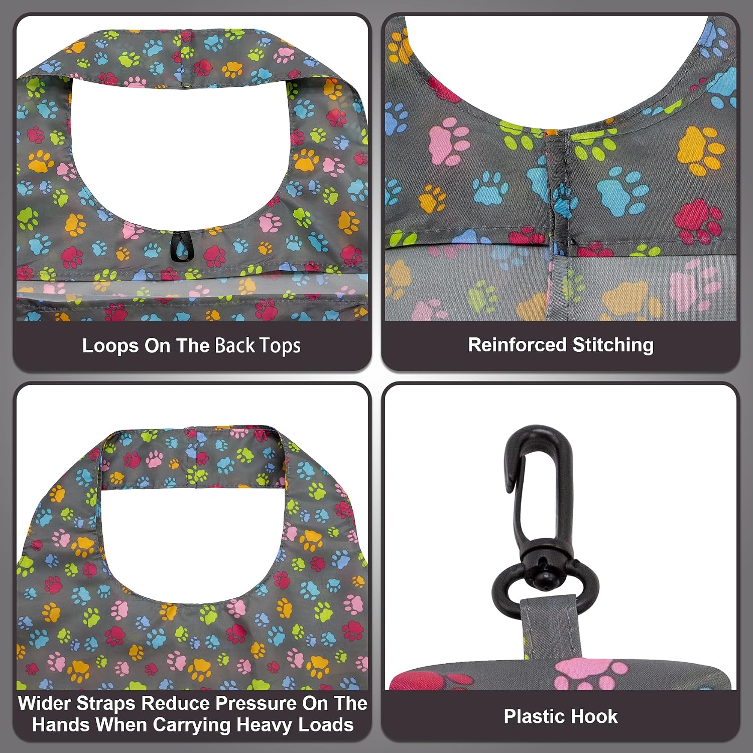 HOLYLUCK Reusable Grocery Bags,Heavy Duty Foldable Shopping Tote Bag (Standard, 3 Blue Geometric Flowers)